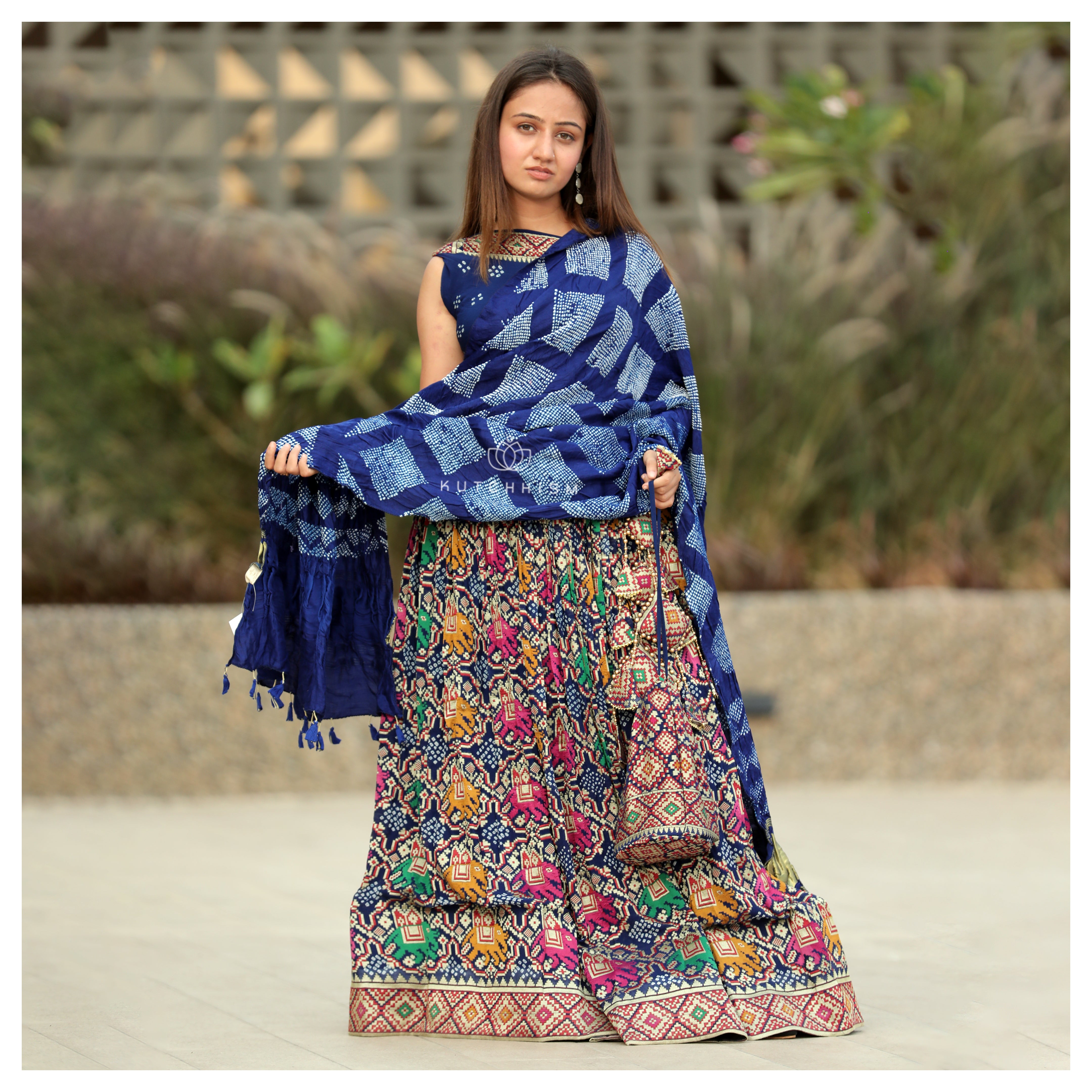 Blue Meenakari Patola