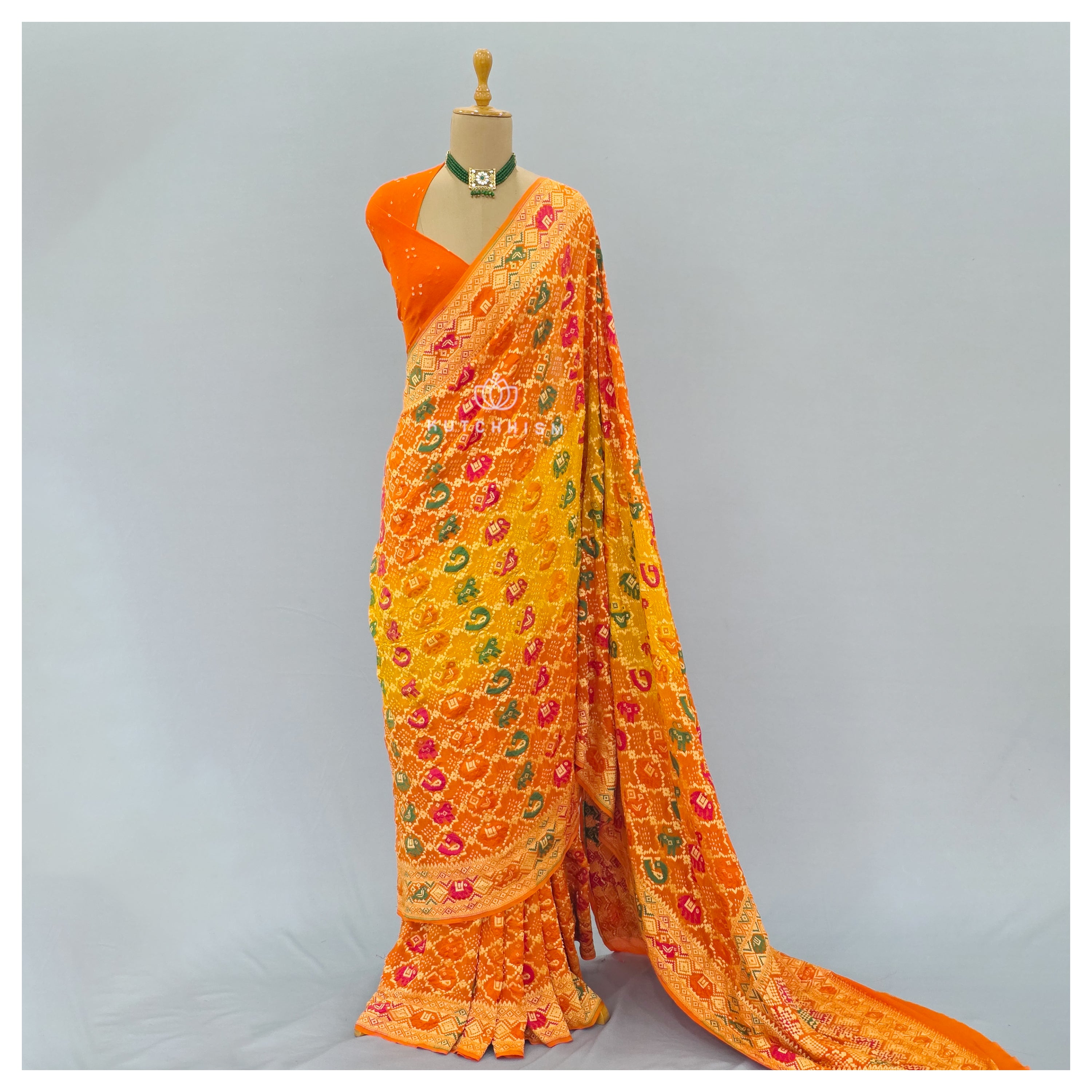 Orange shaded Bandhani Saree