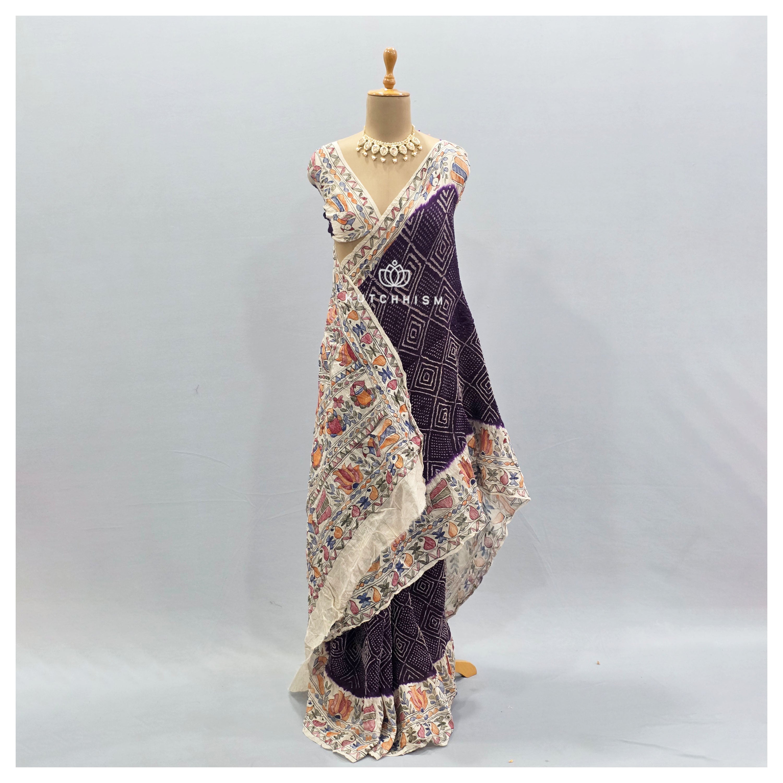 Purple bandhani saree