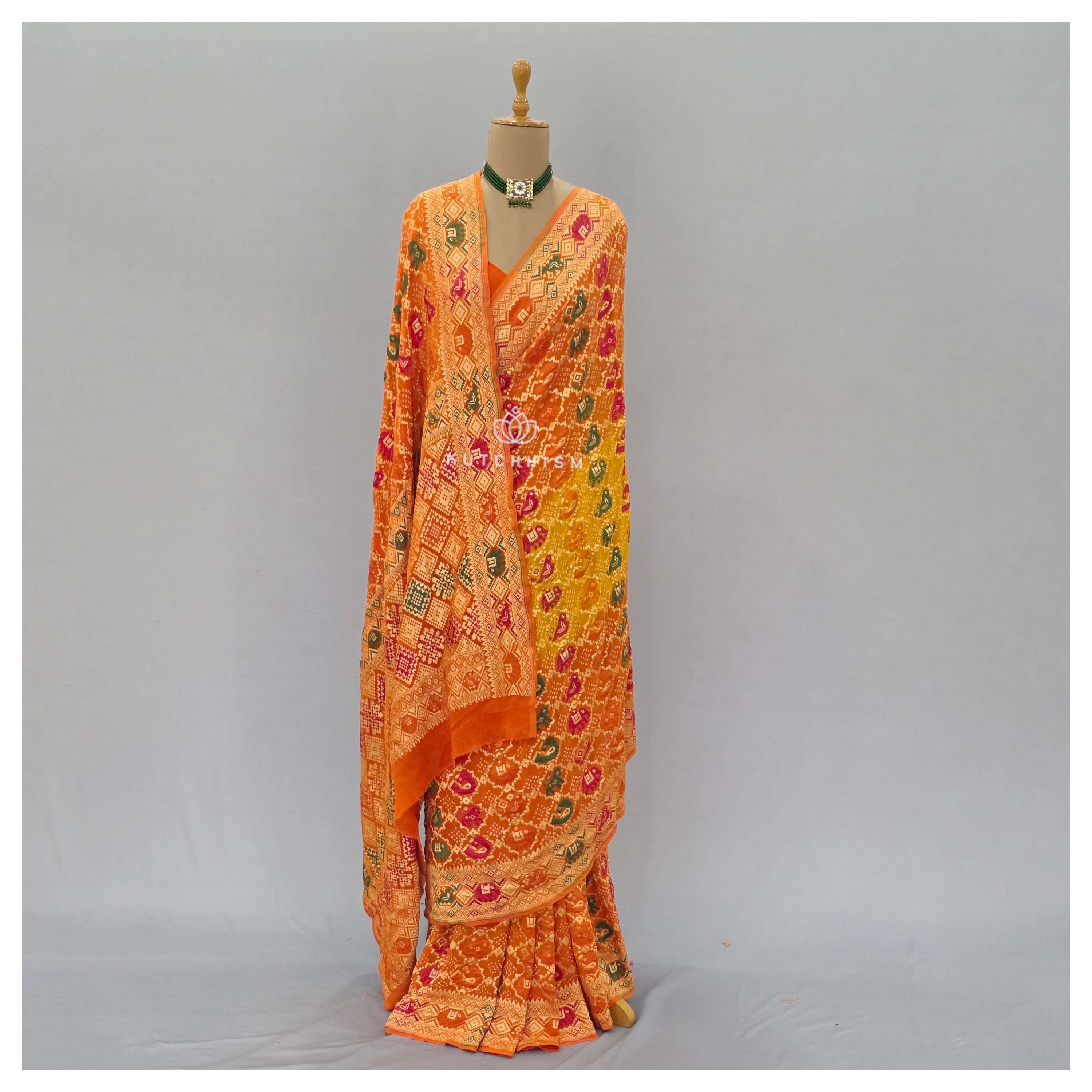 Orange shaded Bandhani Saree