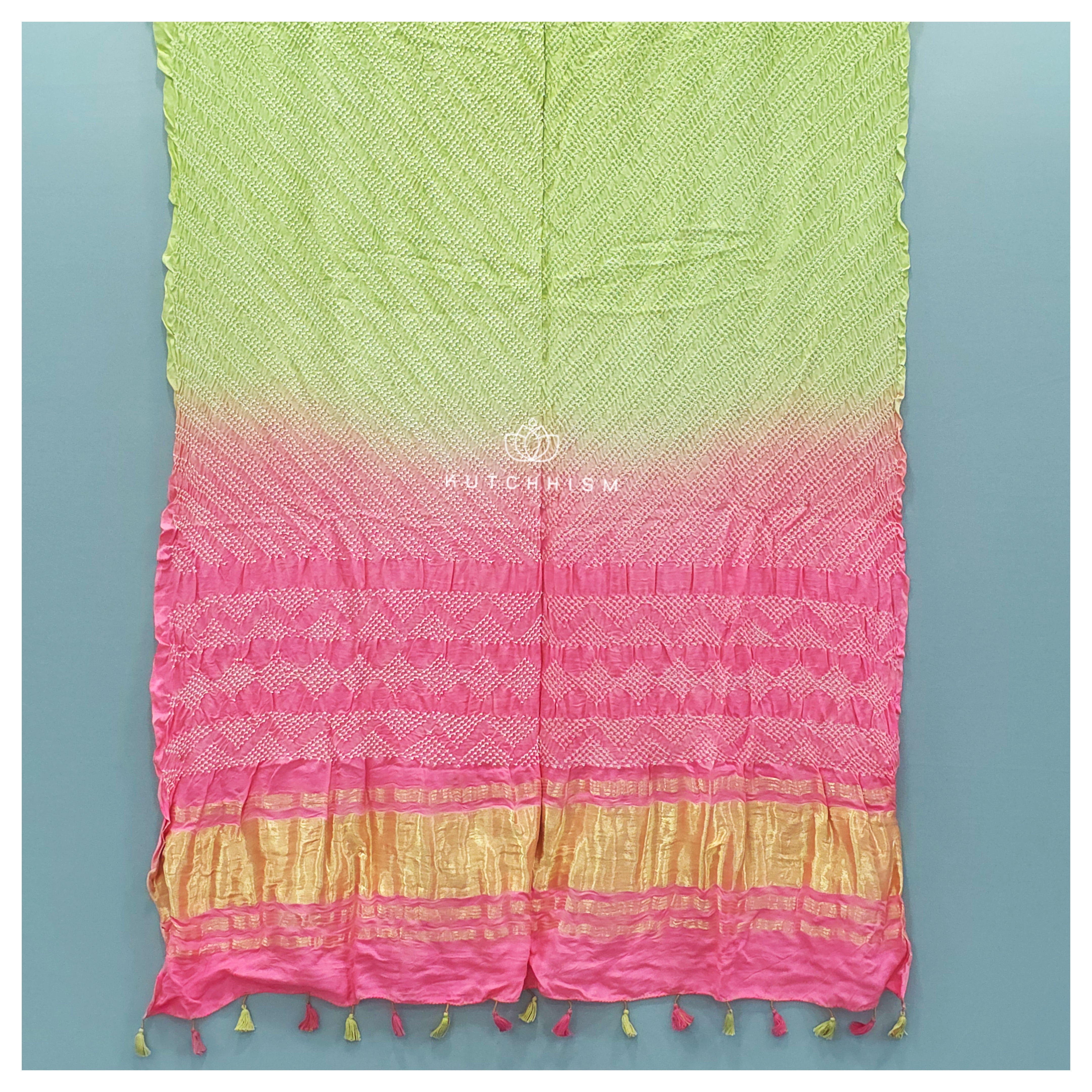 Pista Green and Light Pink Shaded Dupatta
