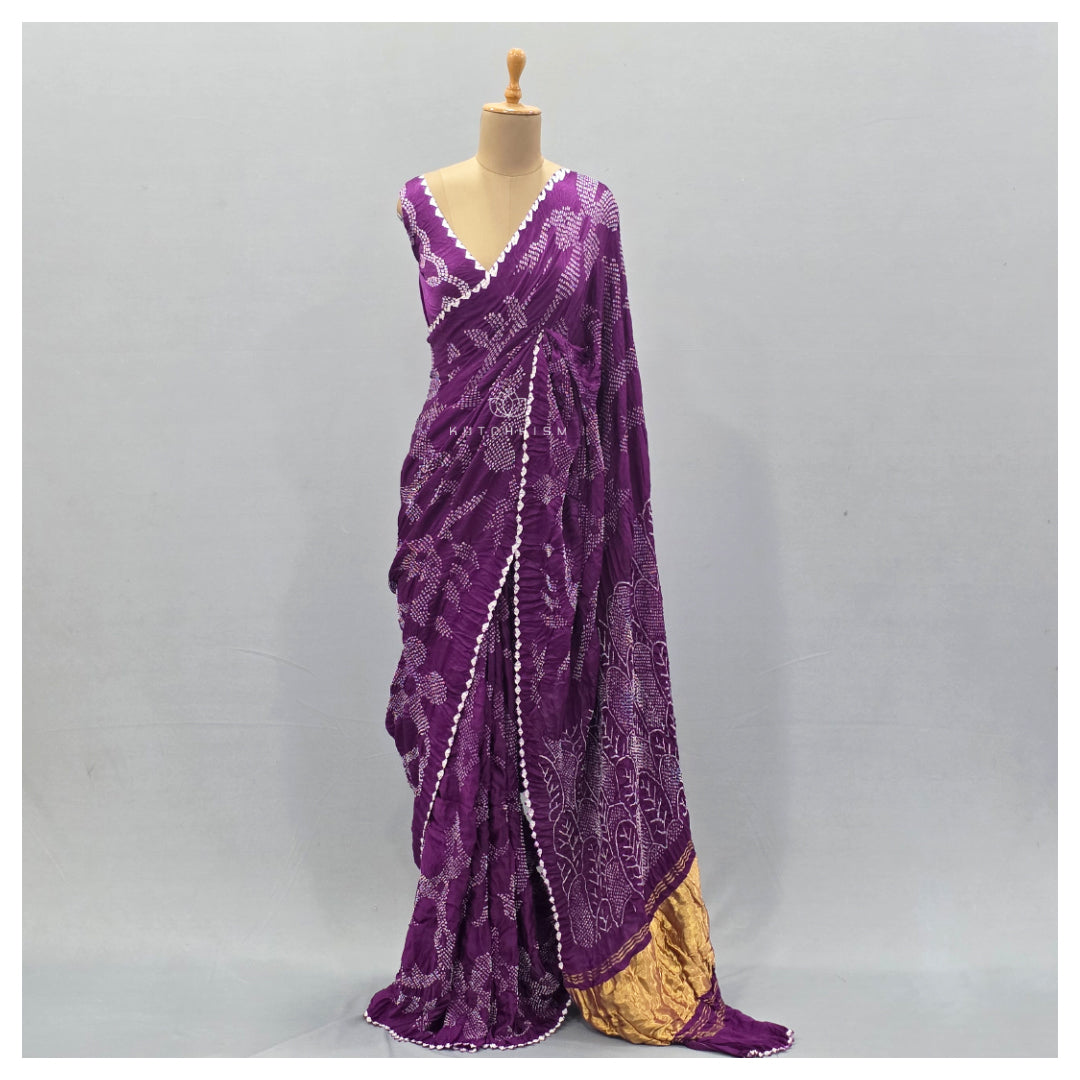 Purple Bandhani saree
