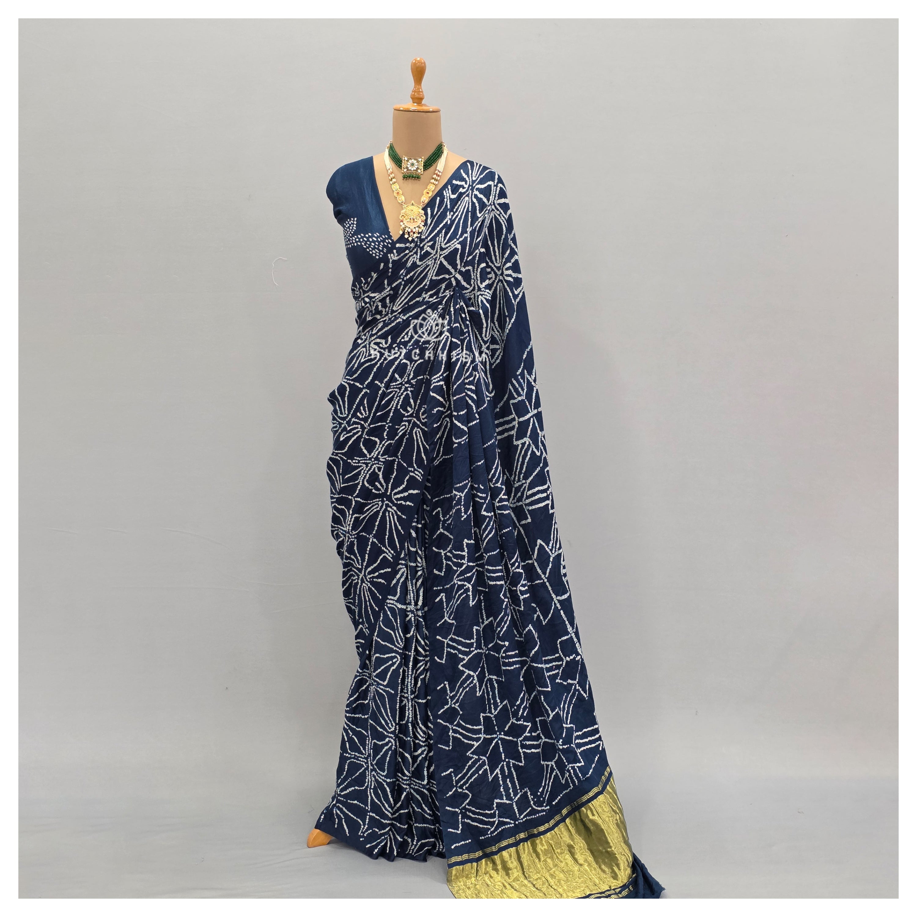 Blue bandhani saree