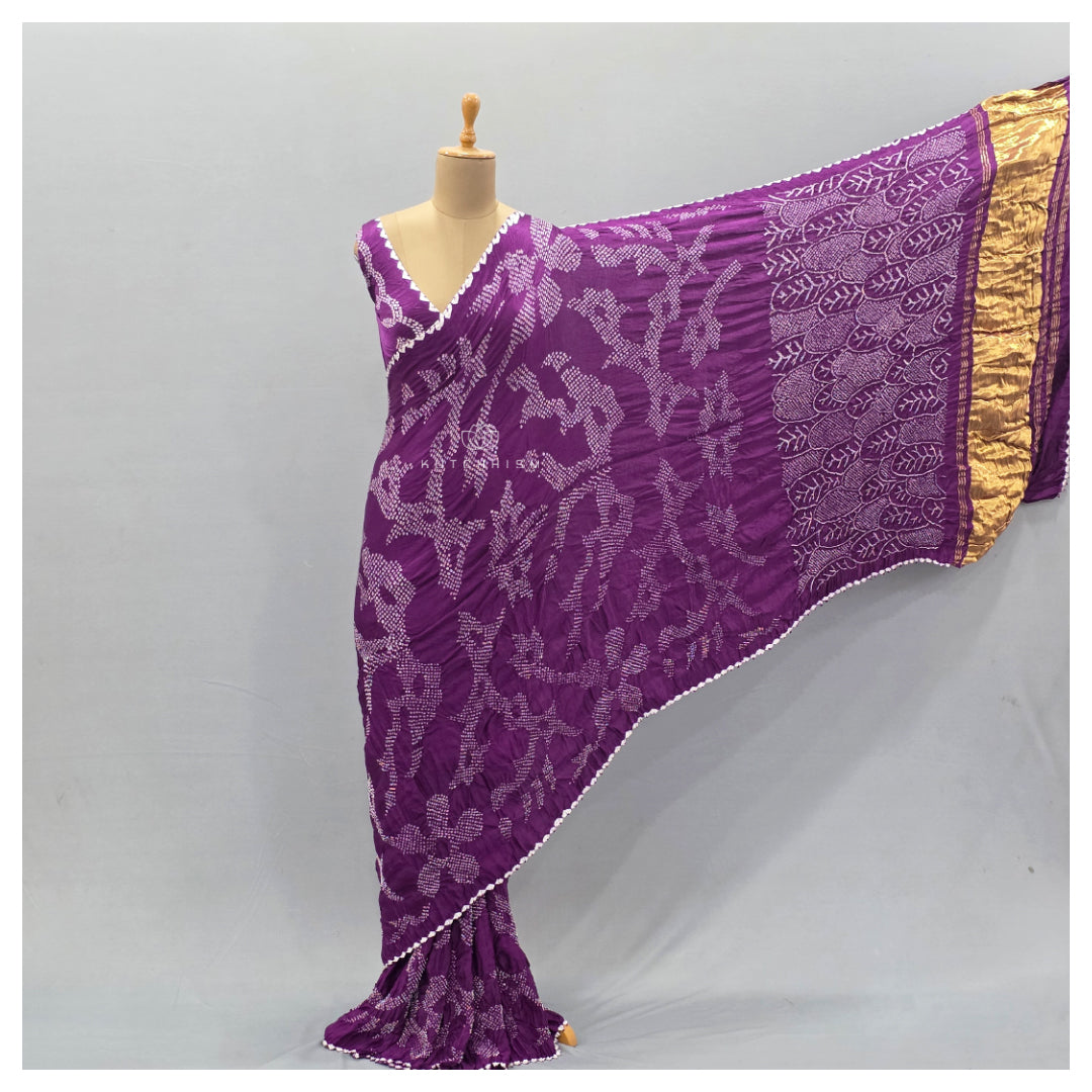Purple Bandhani saree