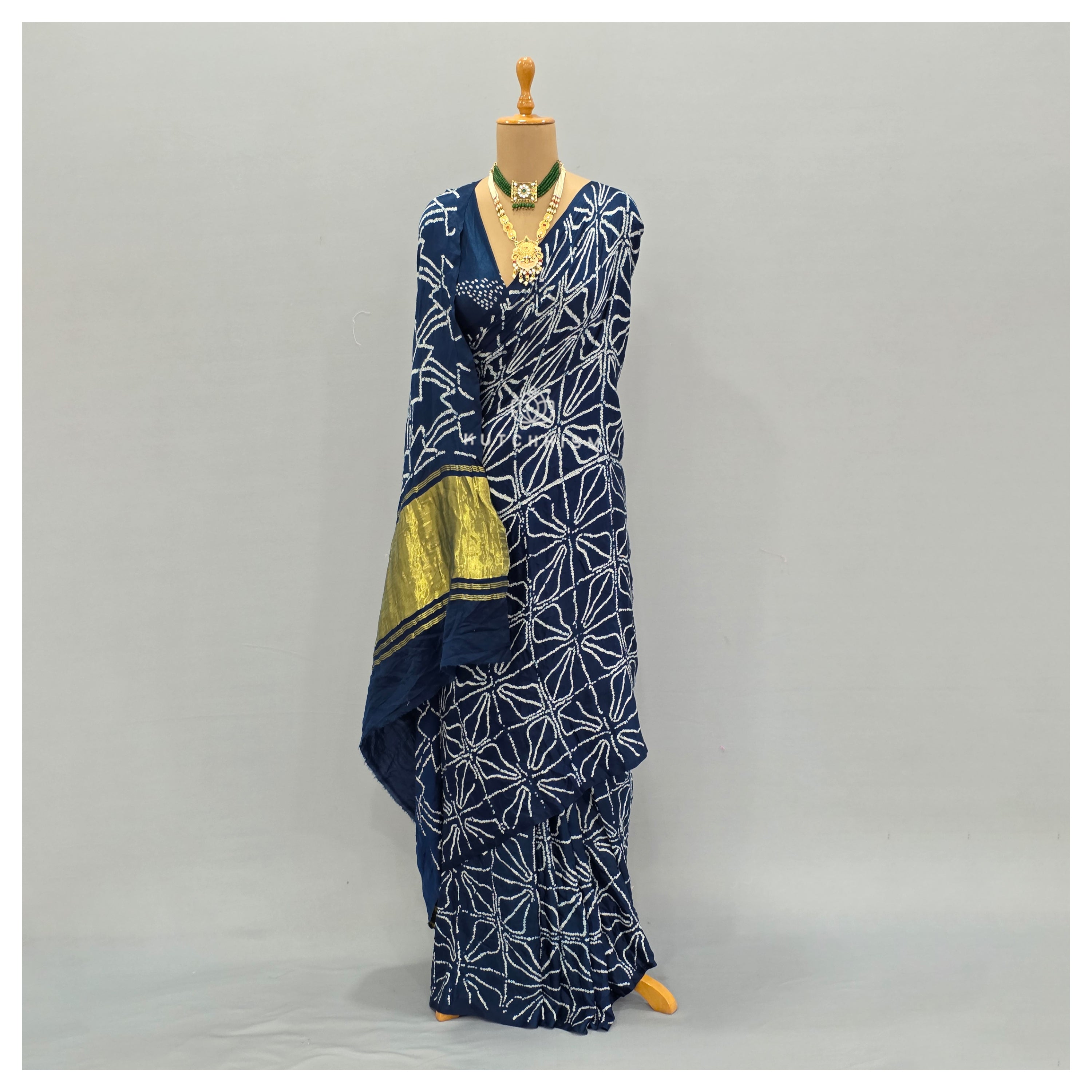 Blue bandhani saree