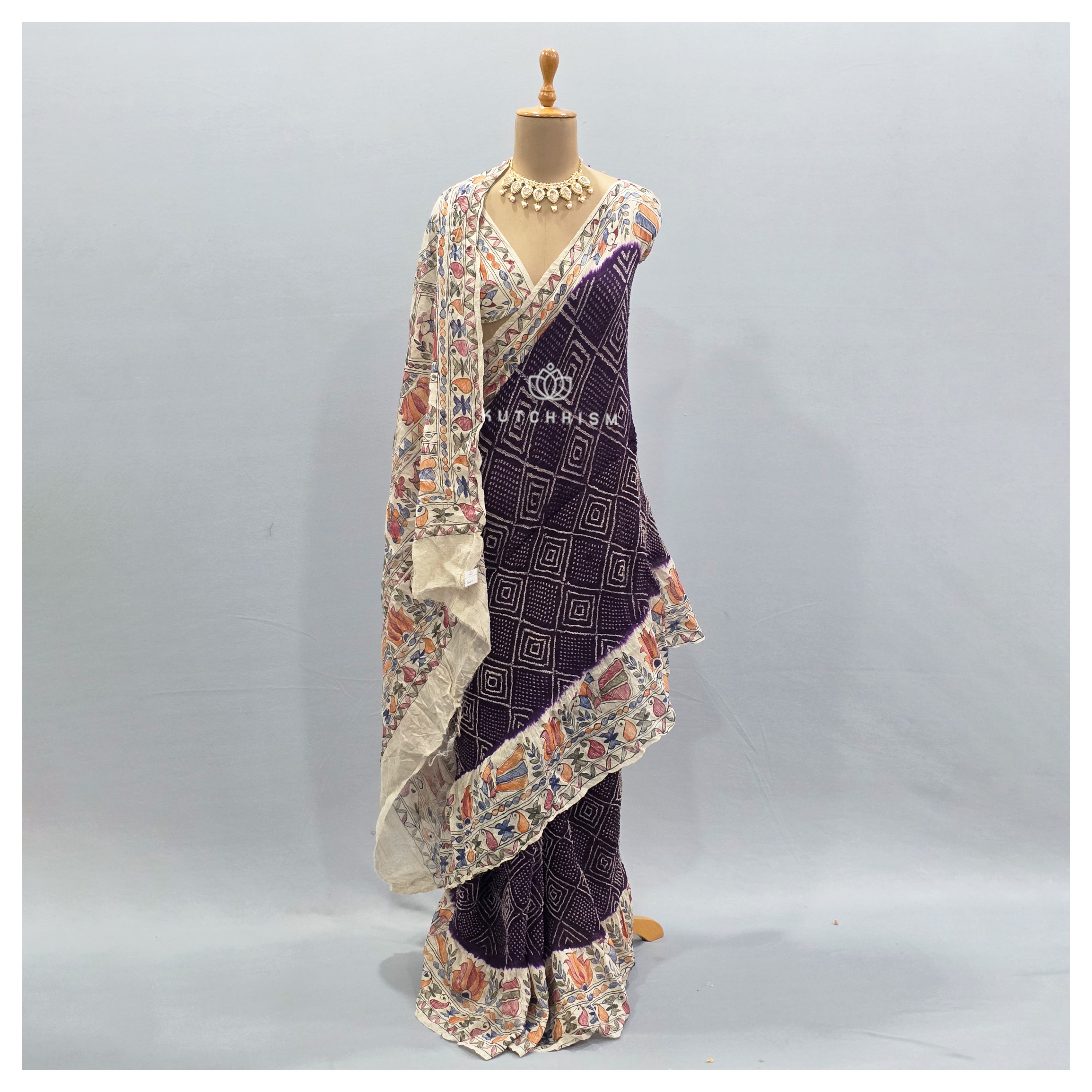 Purple bandhani saree