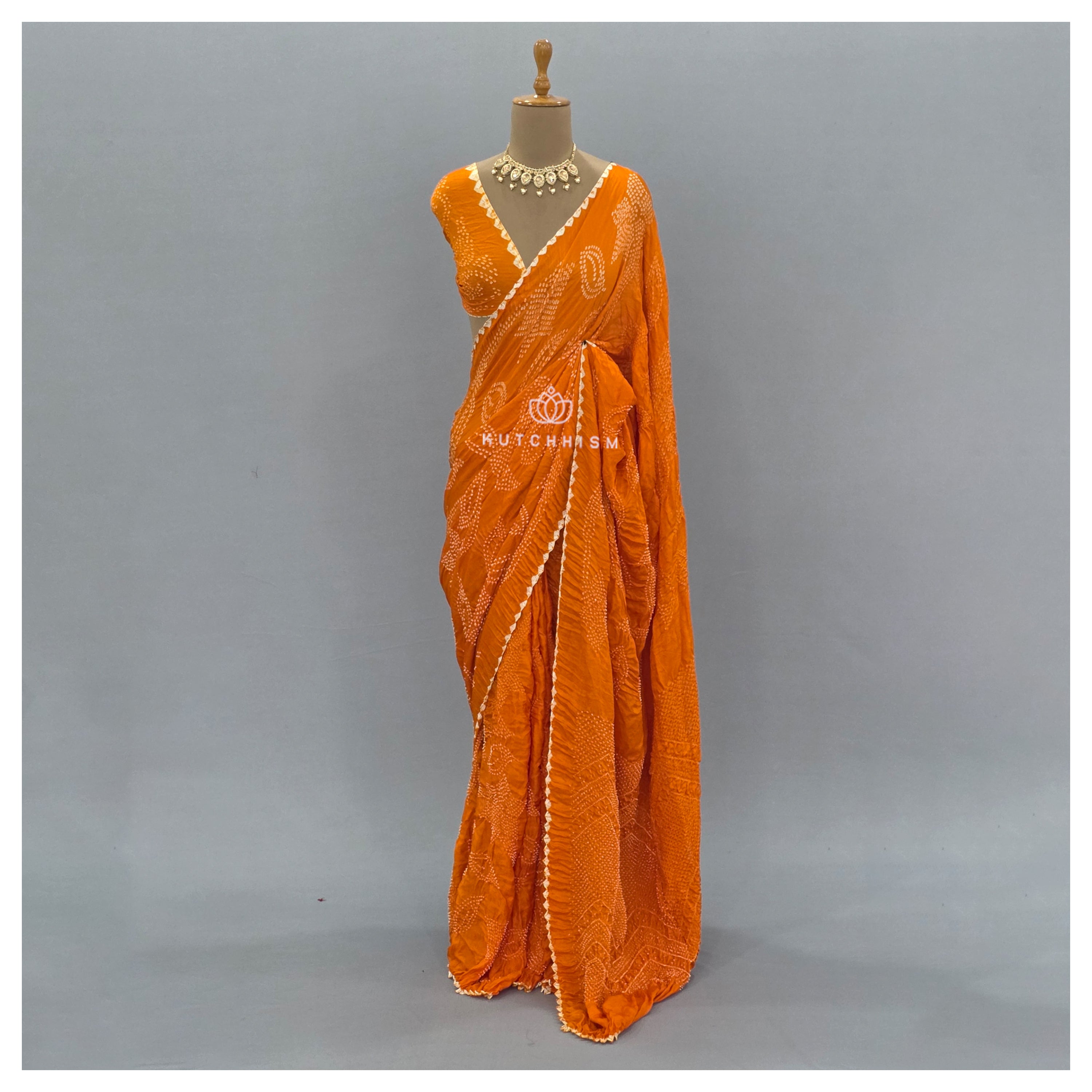 Orange bandhani saree