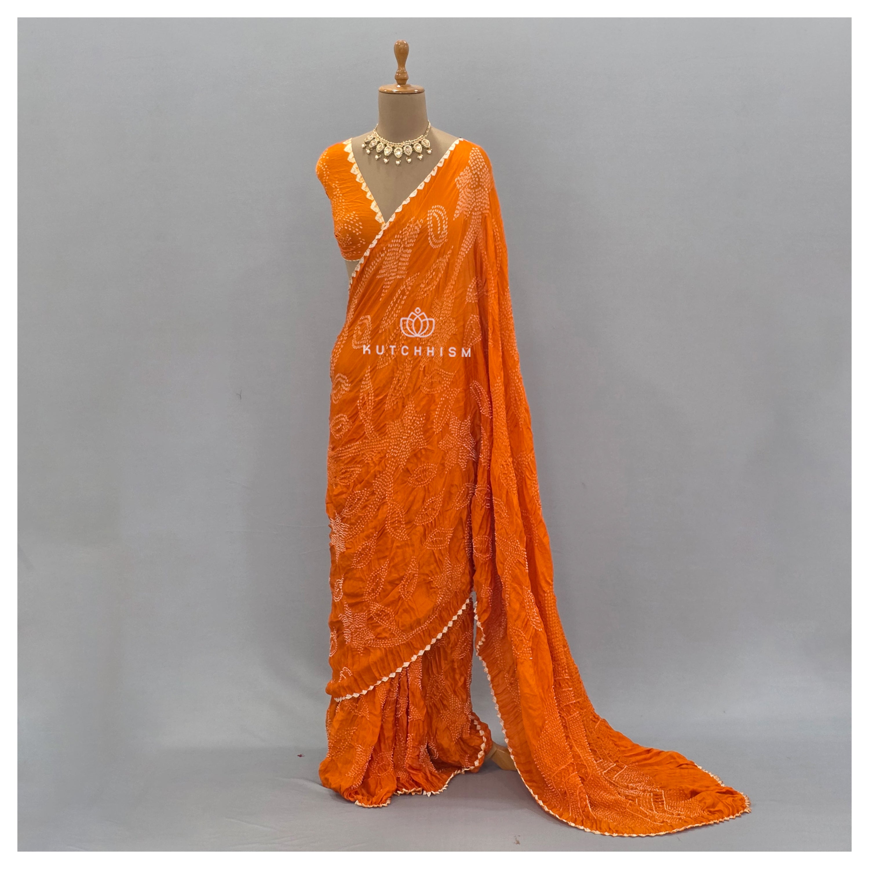 Orange bandhani saree