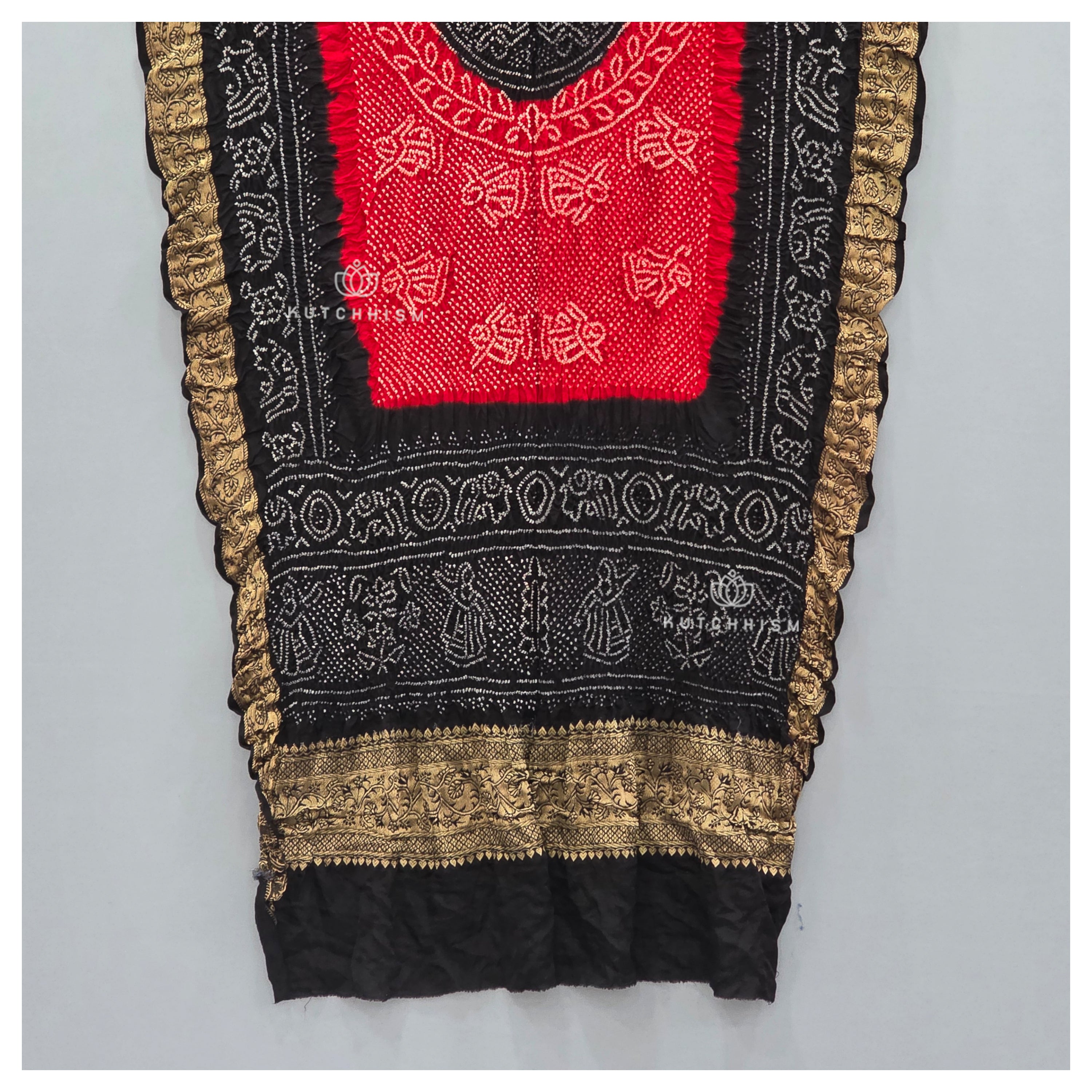 Black Red Bandhani Dupatta