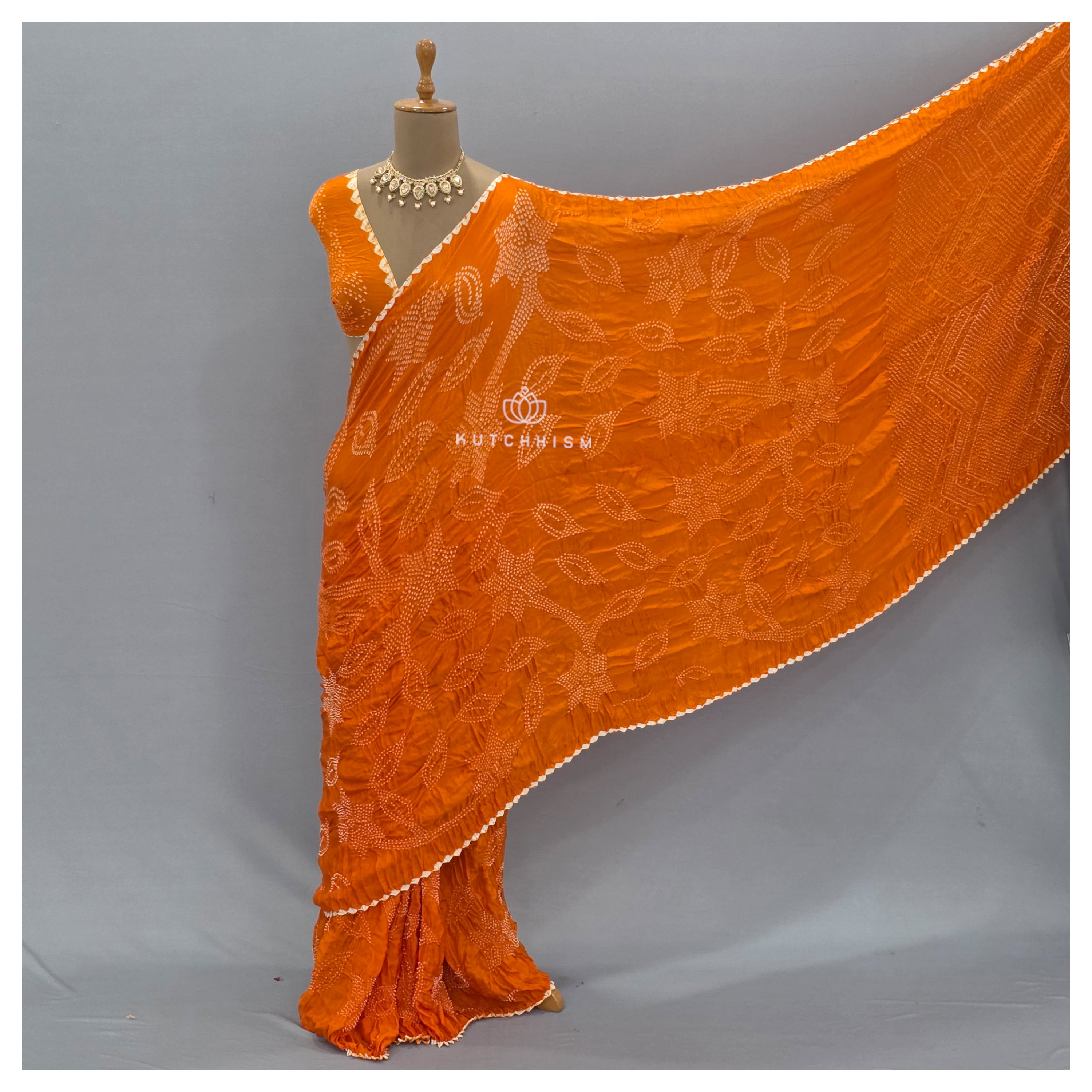 Orange bandhani saree