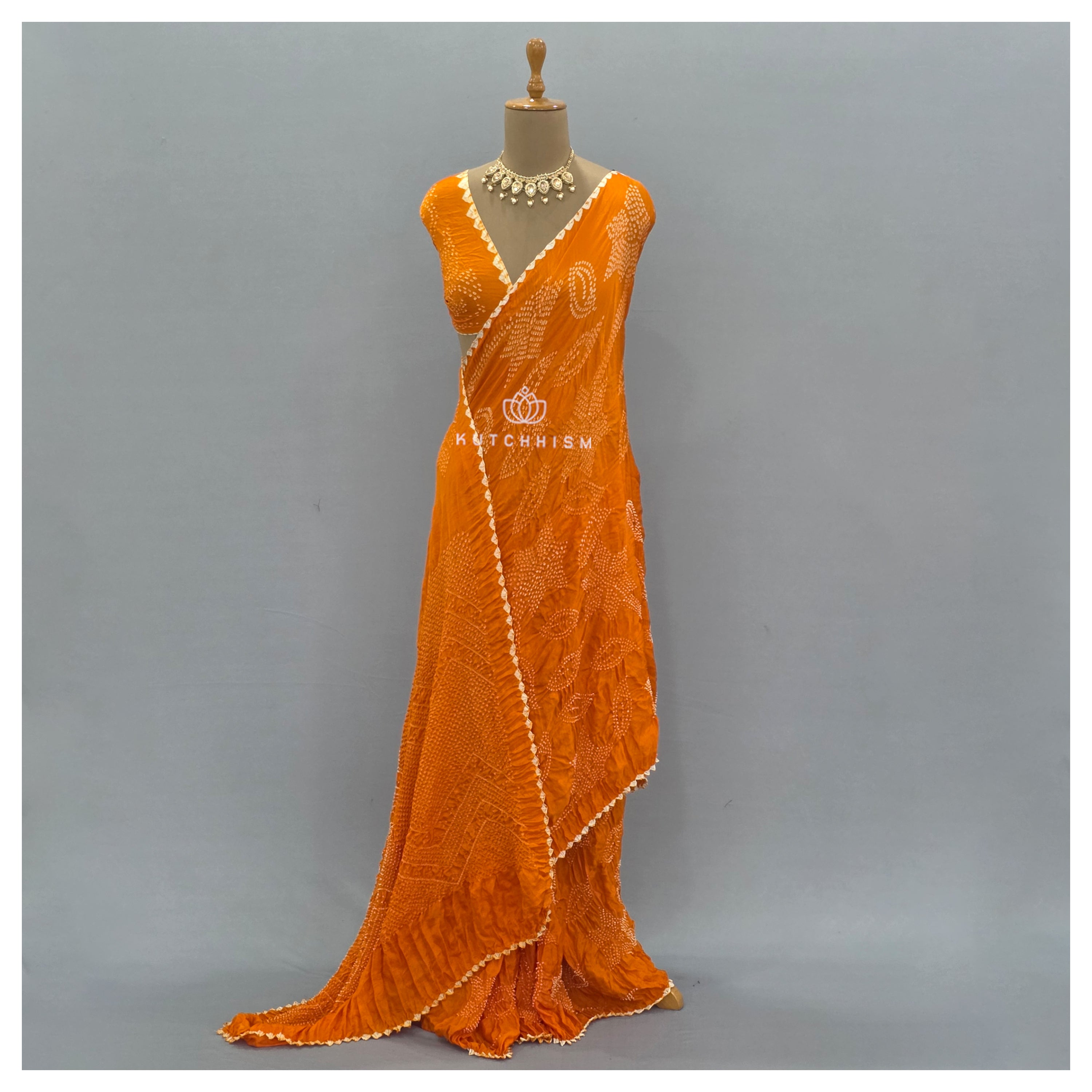 Orange bandhani saree