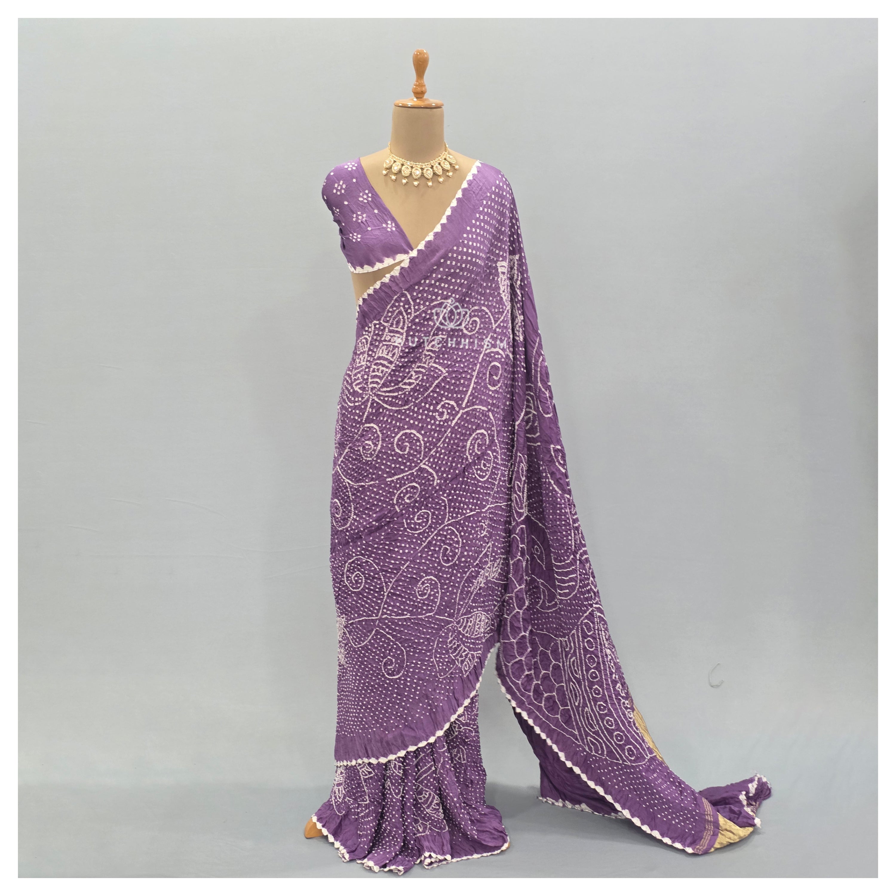 Light Purple bandhani saree