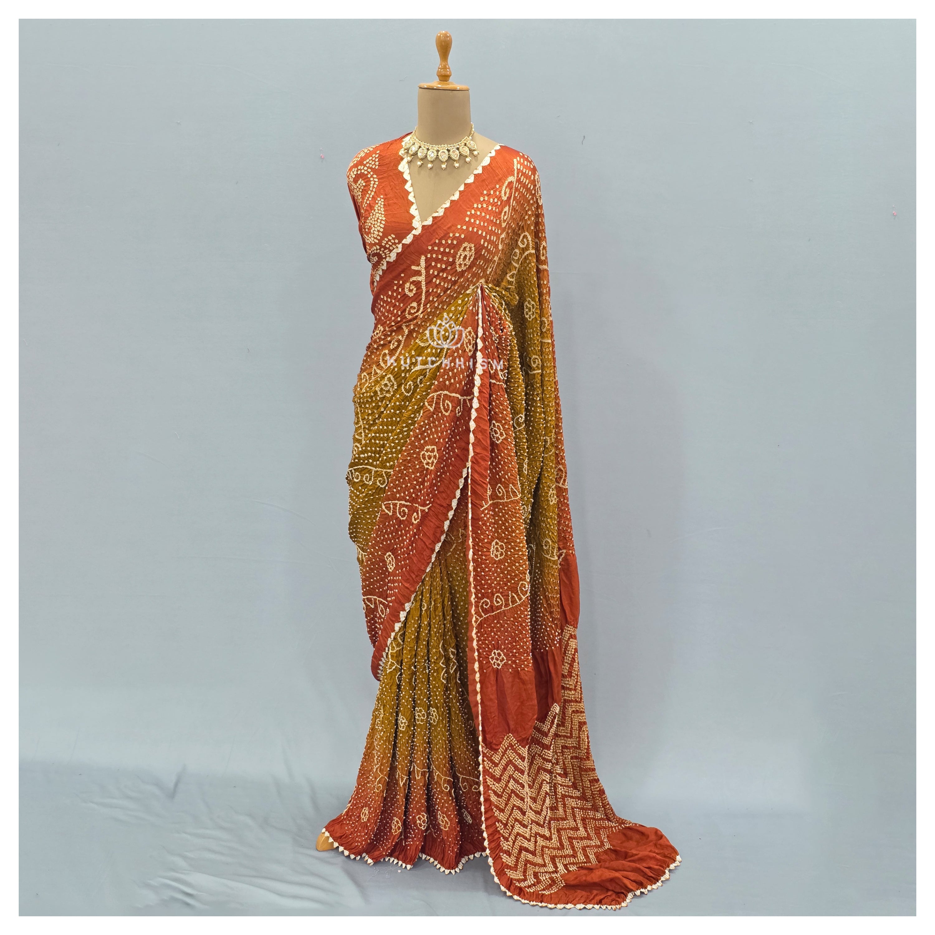 Orange Shaded bandhani saree