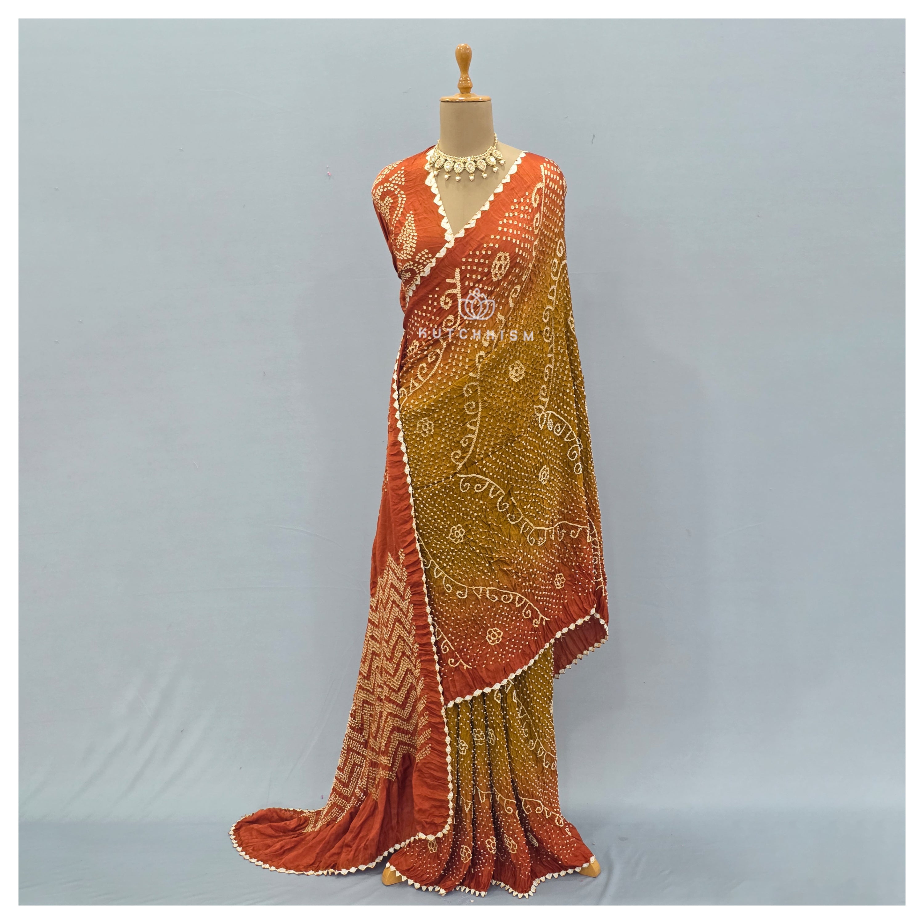 Orange Shaded bandhani saree