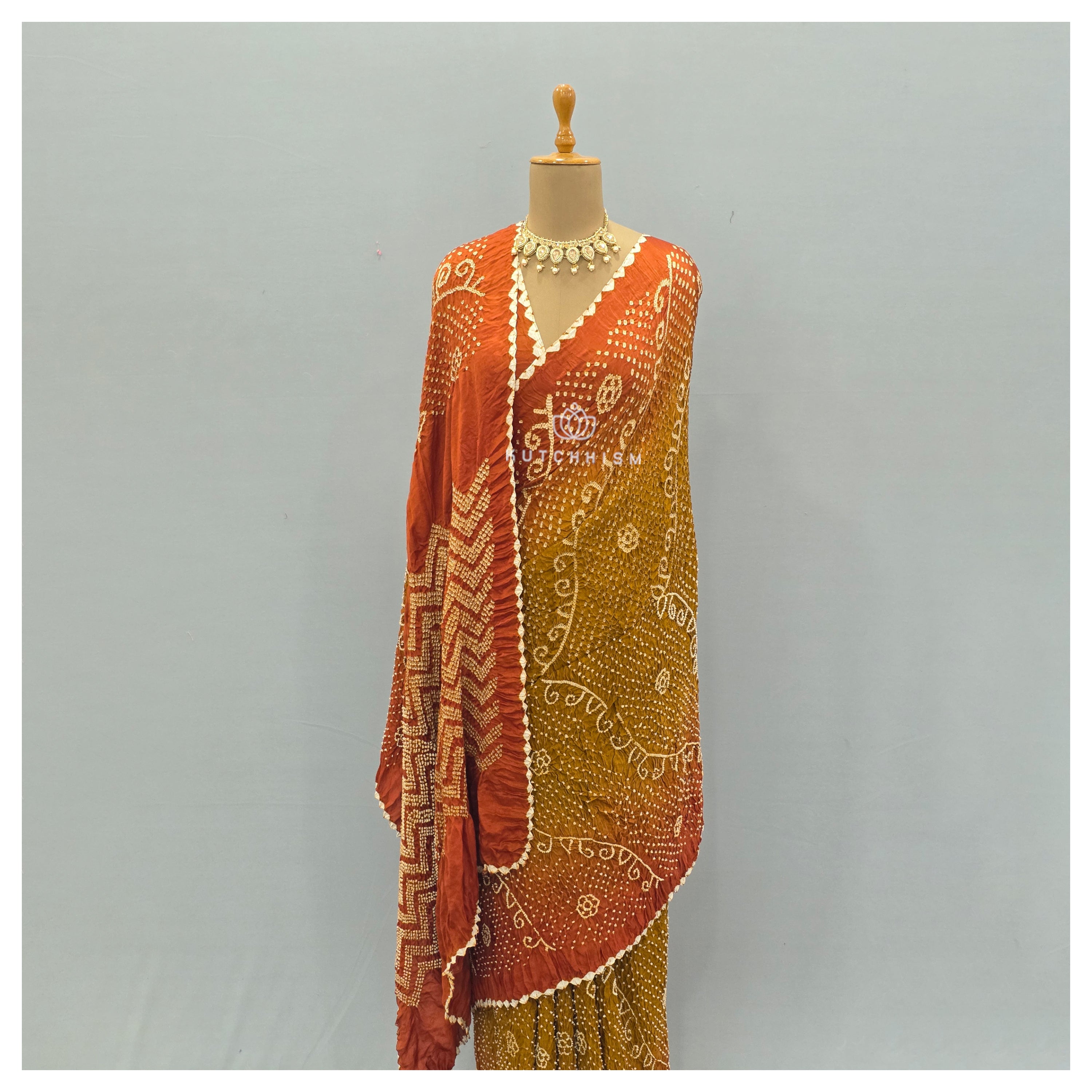 Orange Shaded bandhani saree