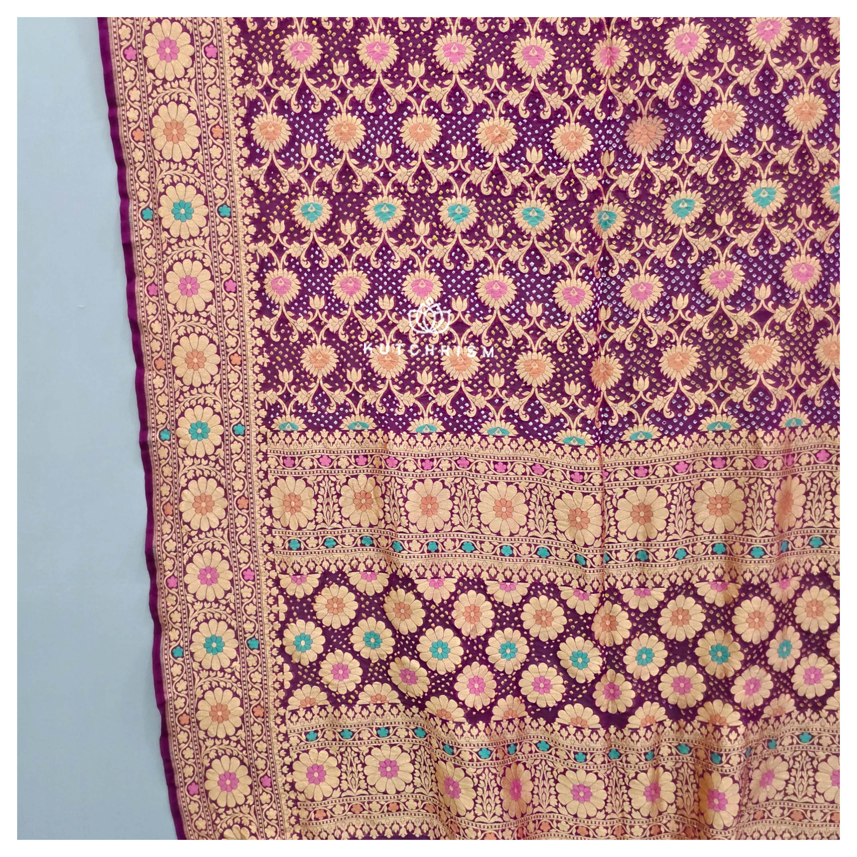 Wine Meenakari Bandhani Dupatta