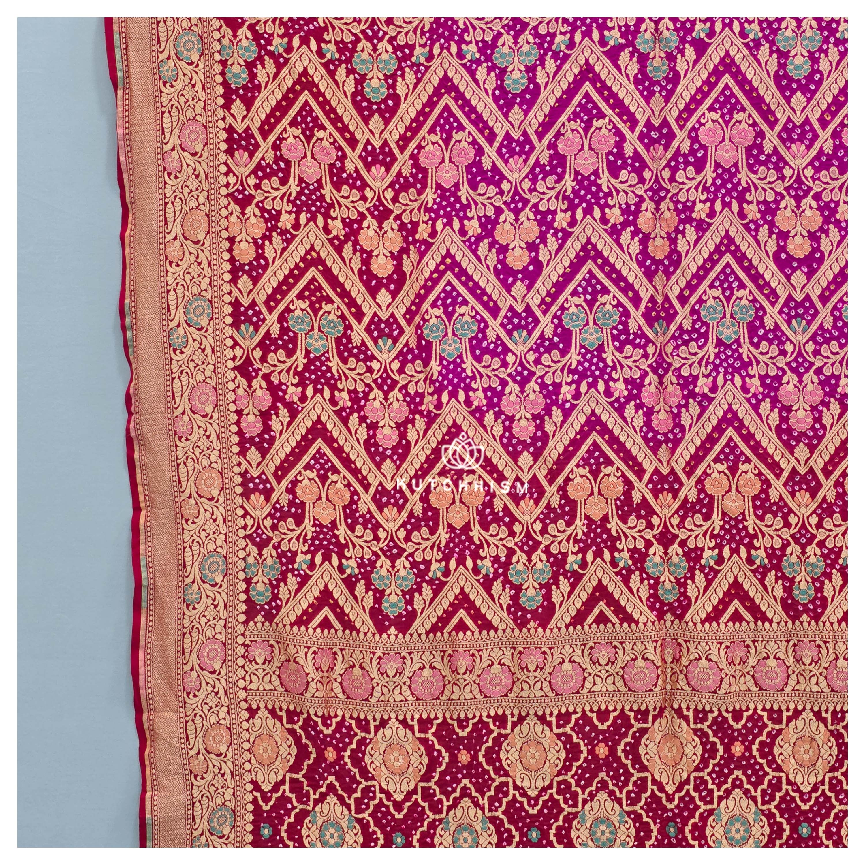 Red Pink Meenakari Bandhani Dupatta