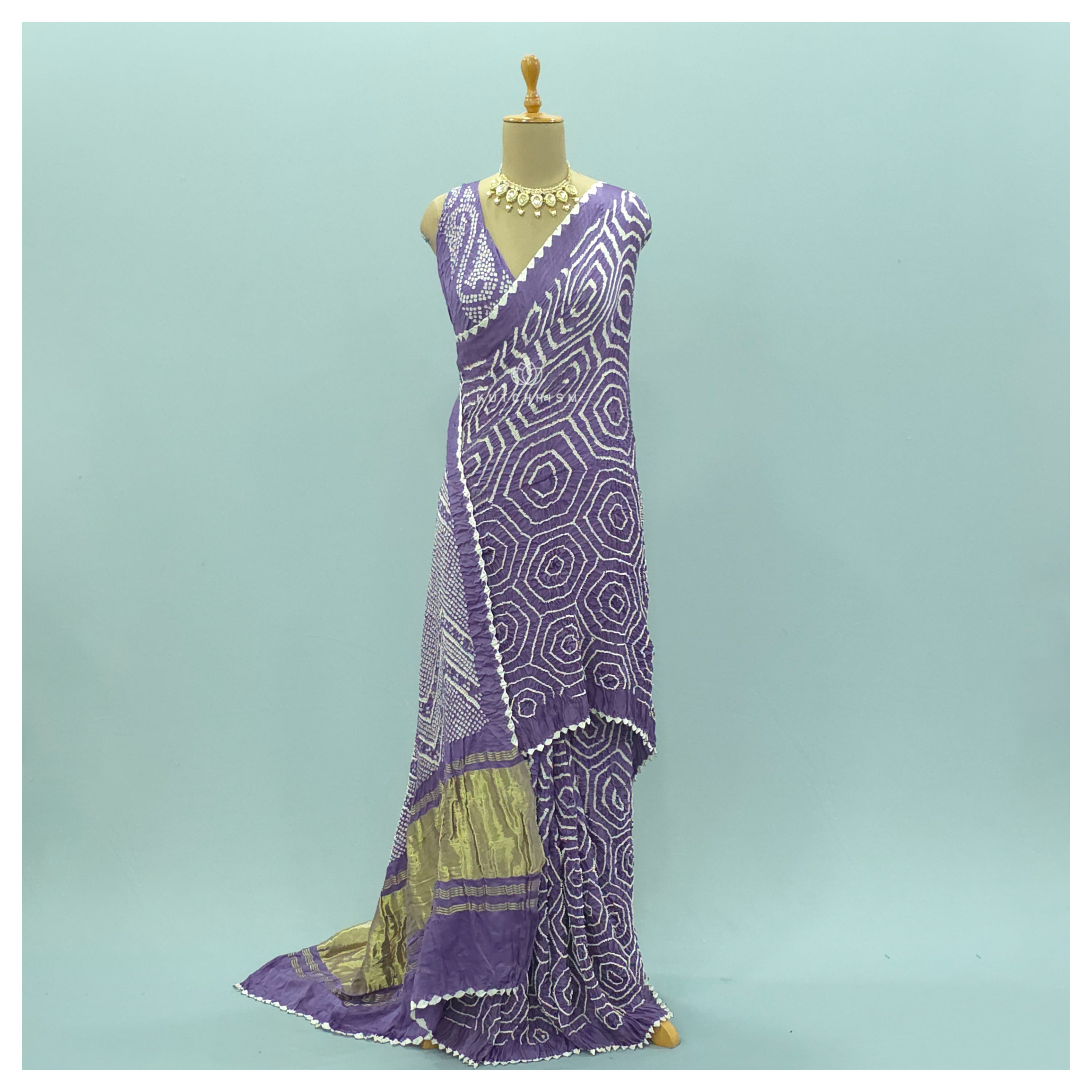 lilac bandhani saree
