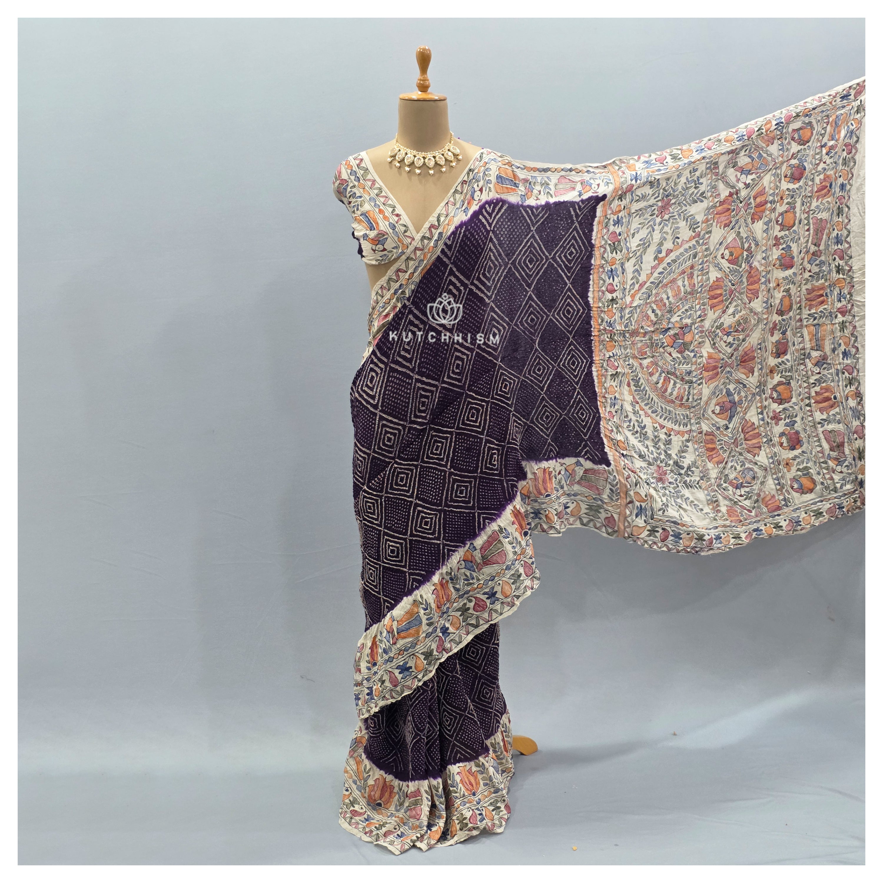 Purple bandhani saree
