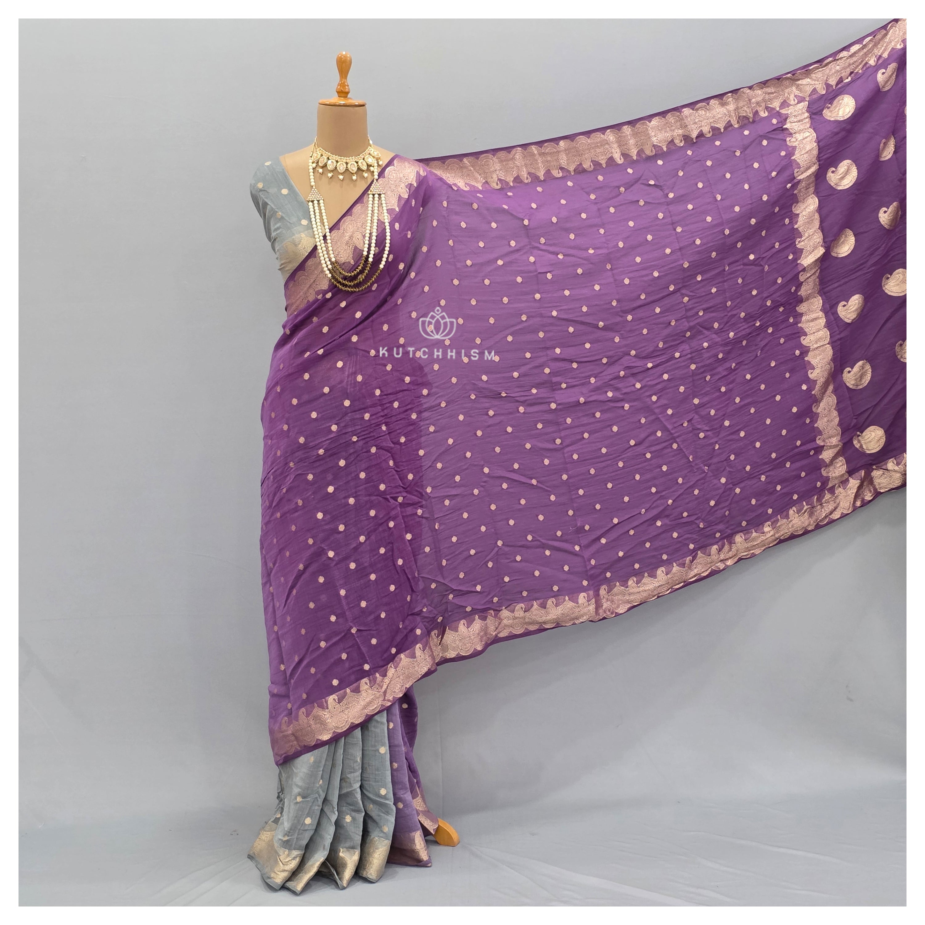 Purple Grey Shaded saree