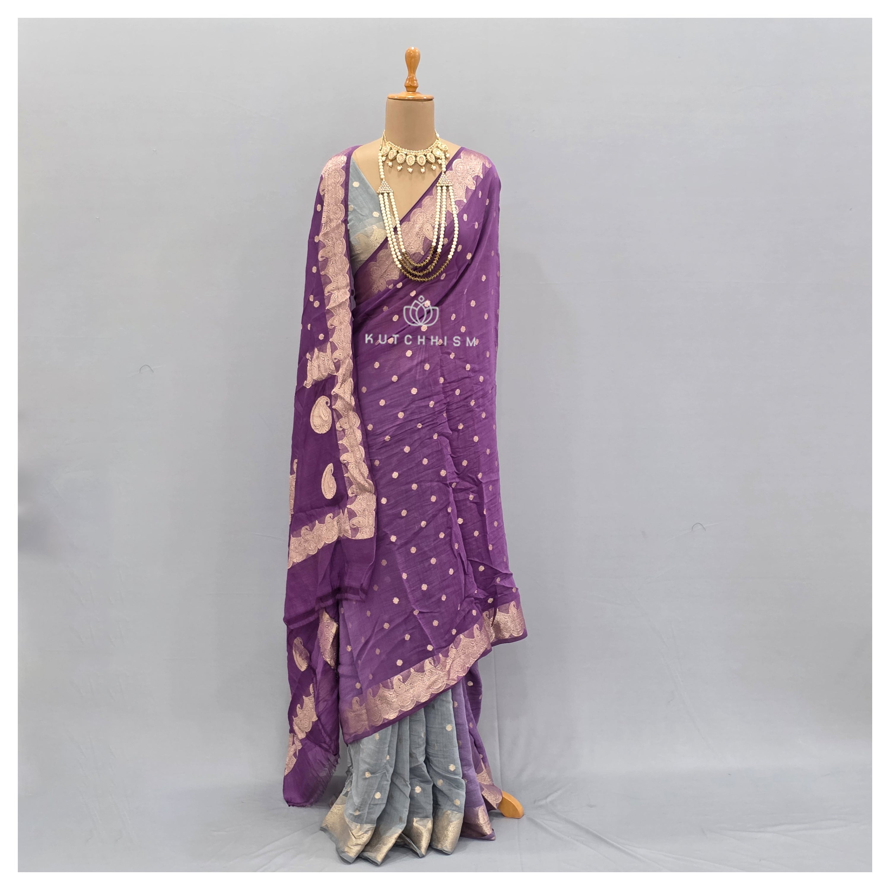 Purple Grey Shaded saree