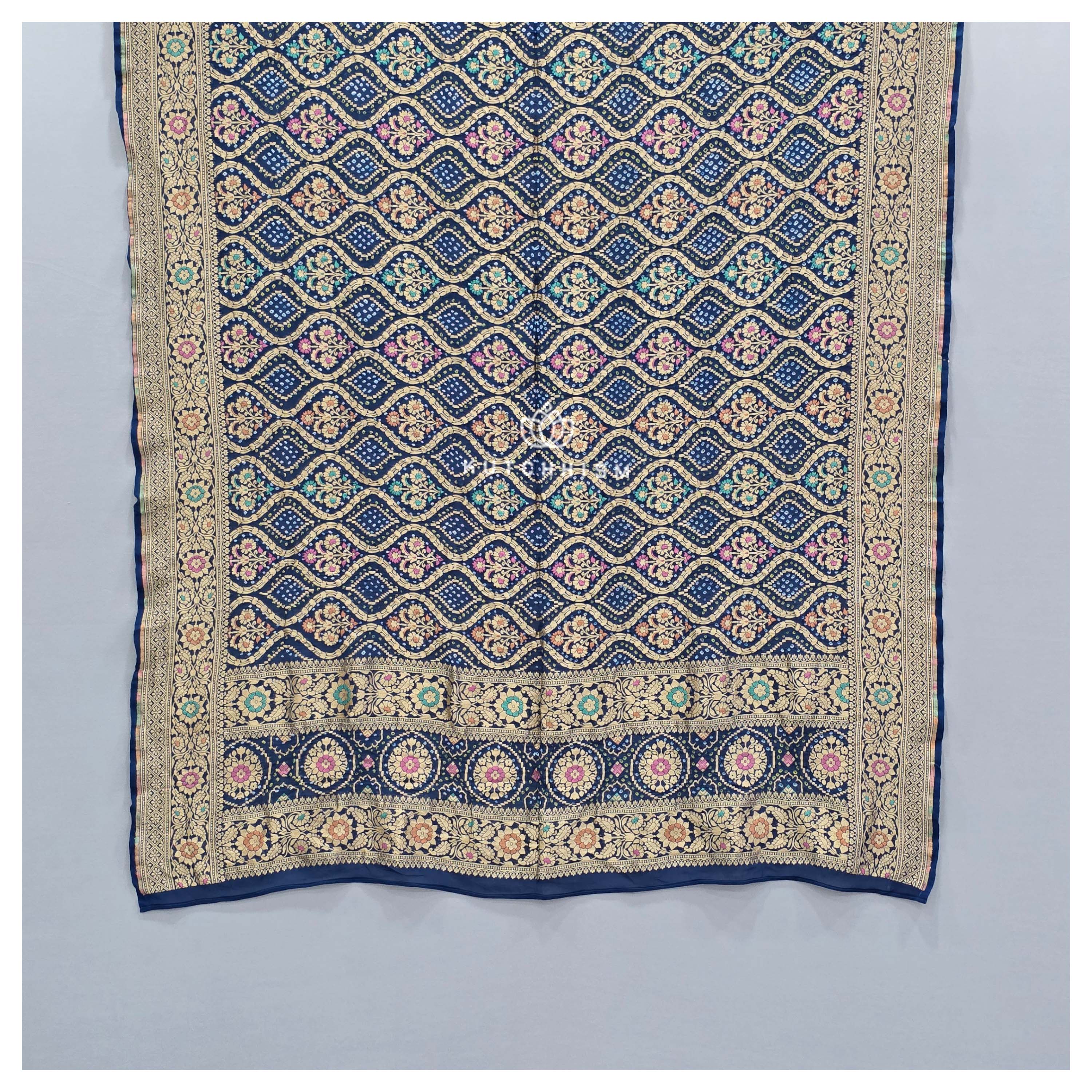 Blue Meenakari Bandhani Dupatta