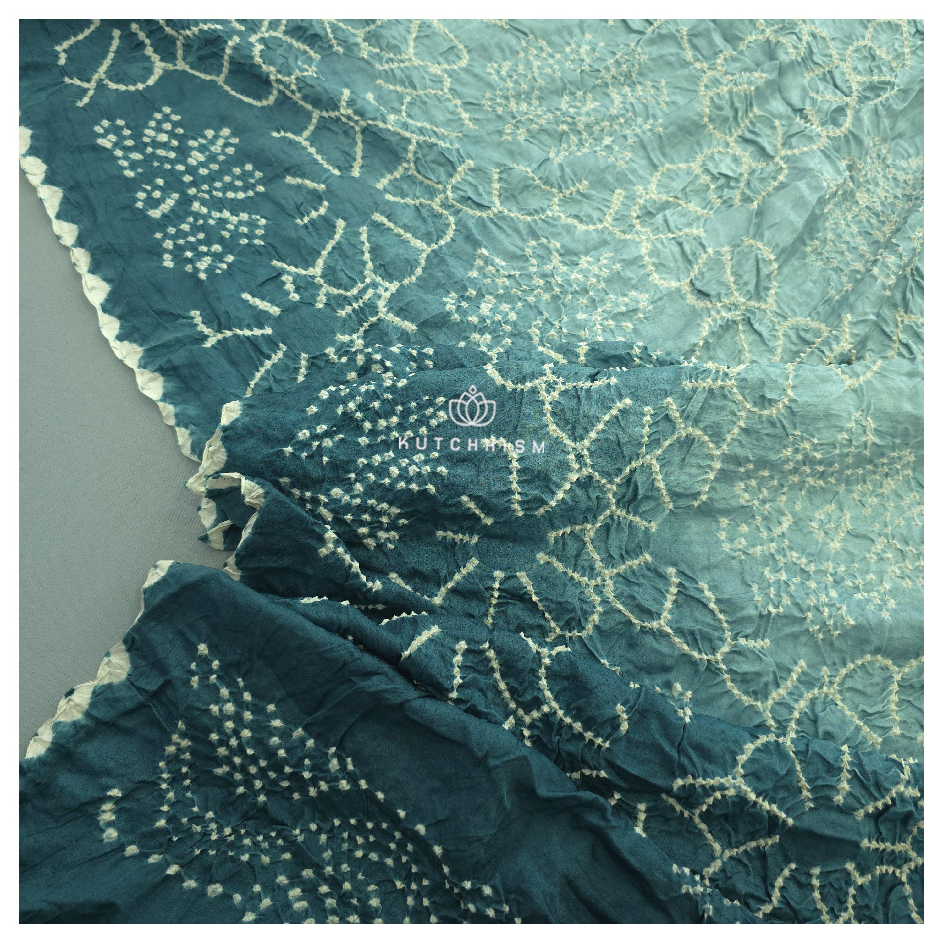 Bluish Grey shaded Bandhani dupatta