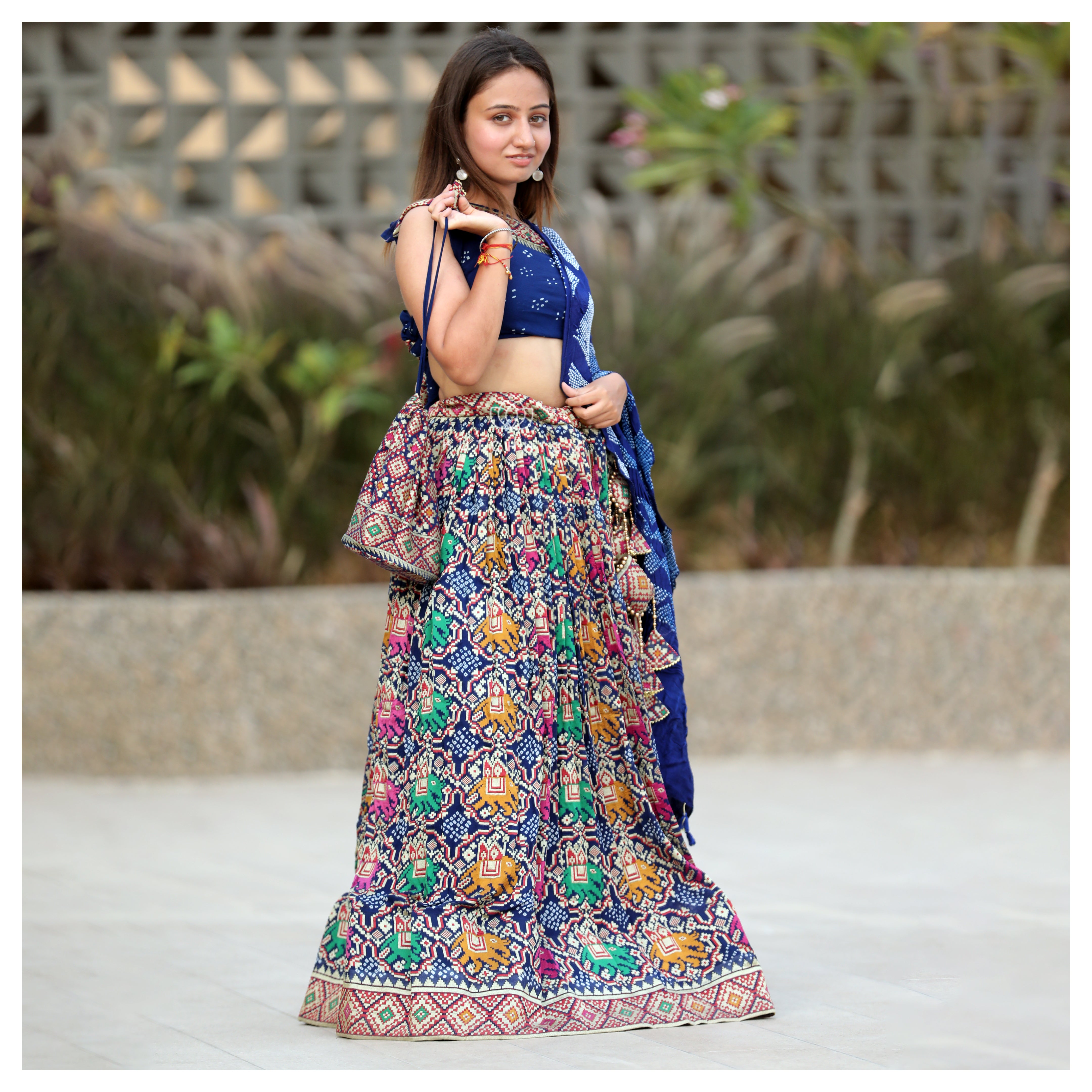 Blue Meenakari Patola