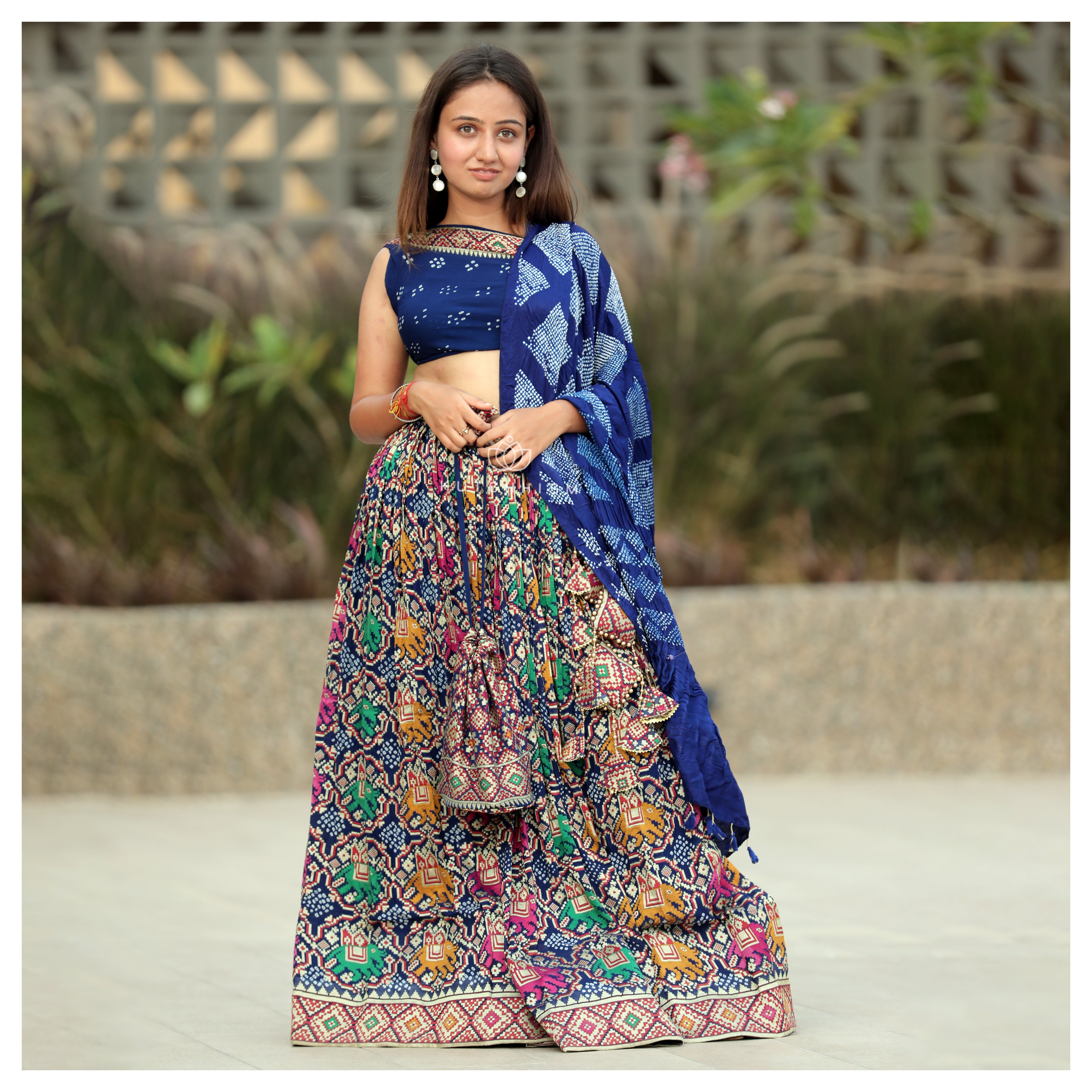 Blue Meenakari Patola