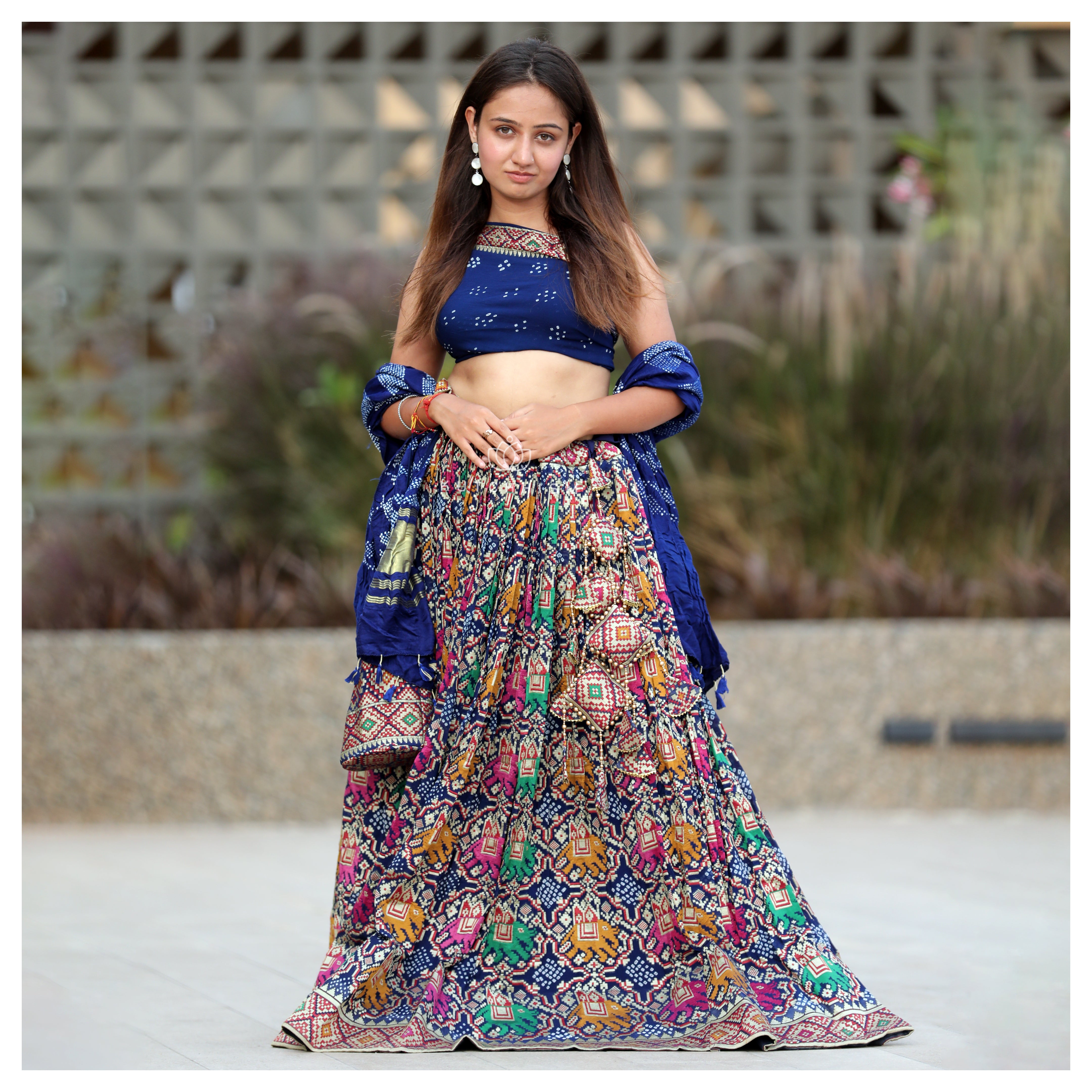 Blue Meenakari Patola