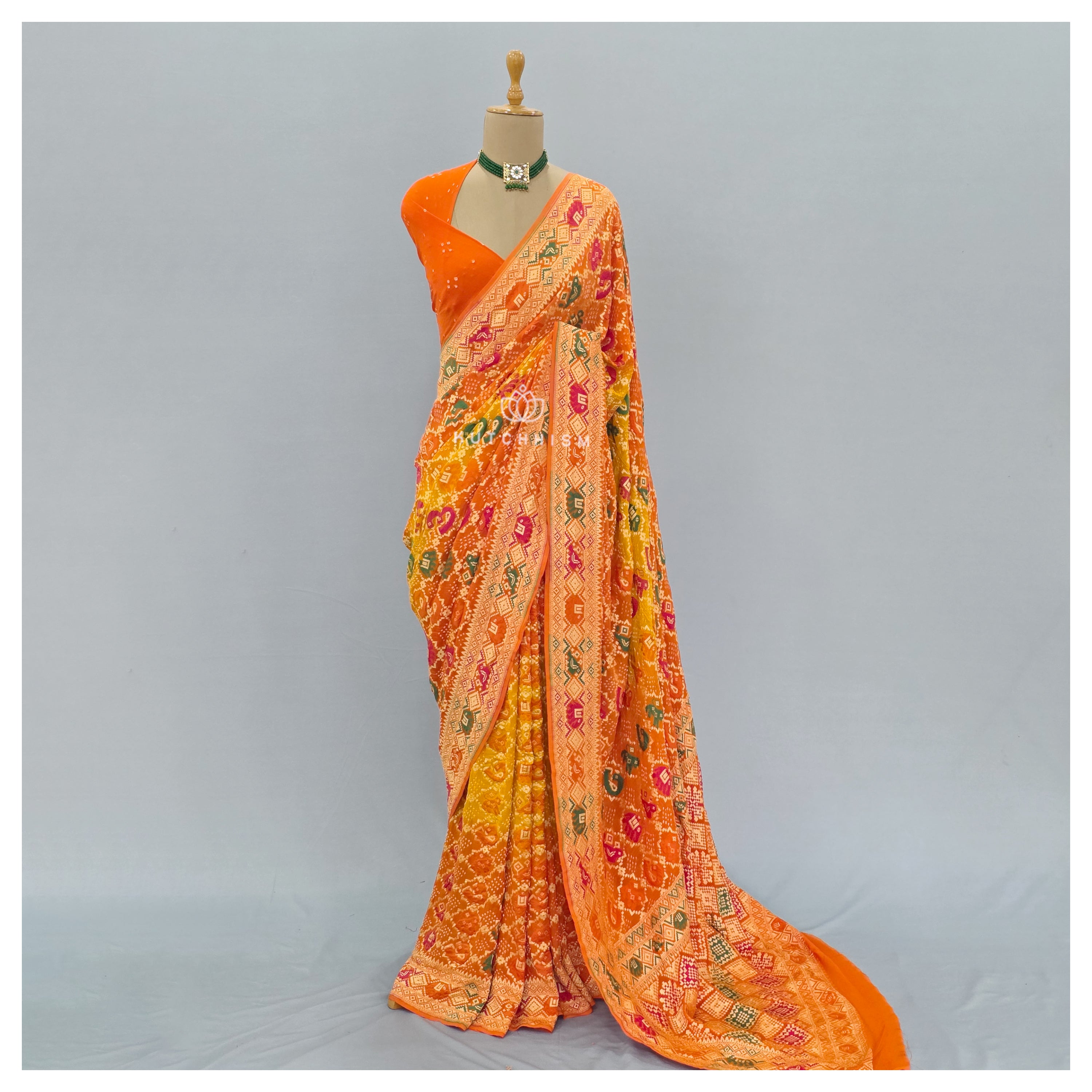 Orange shaded Bandhani Saree