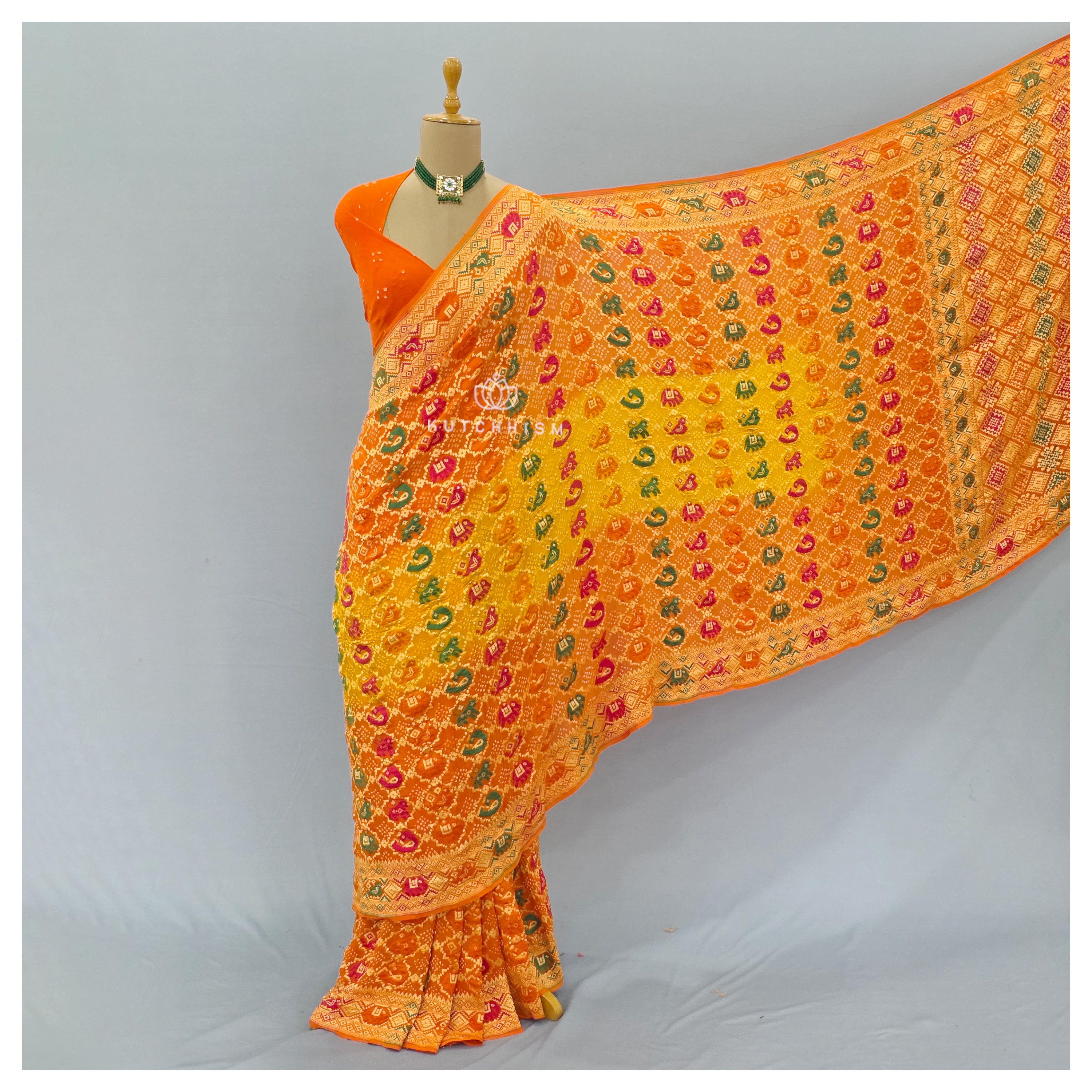 Orange shaded Bandhani Saree