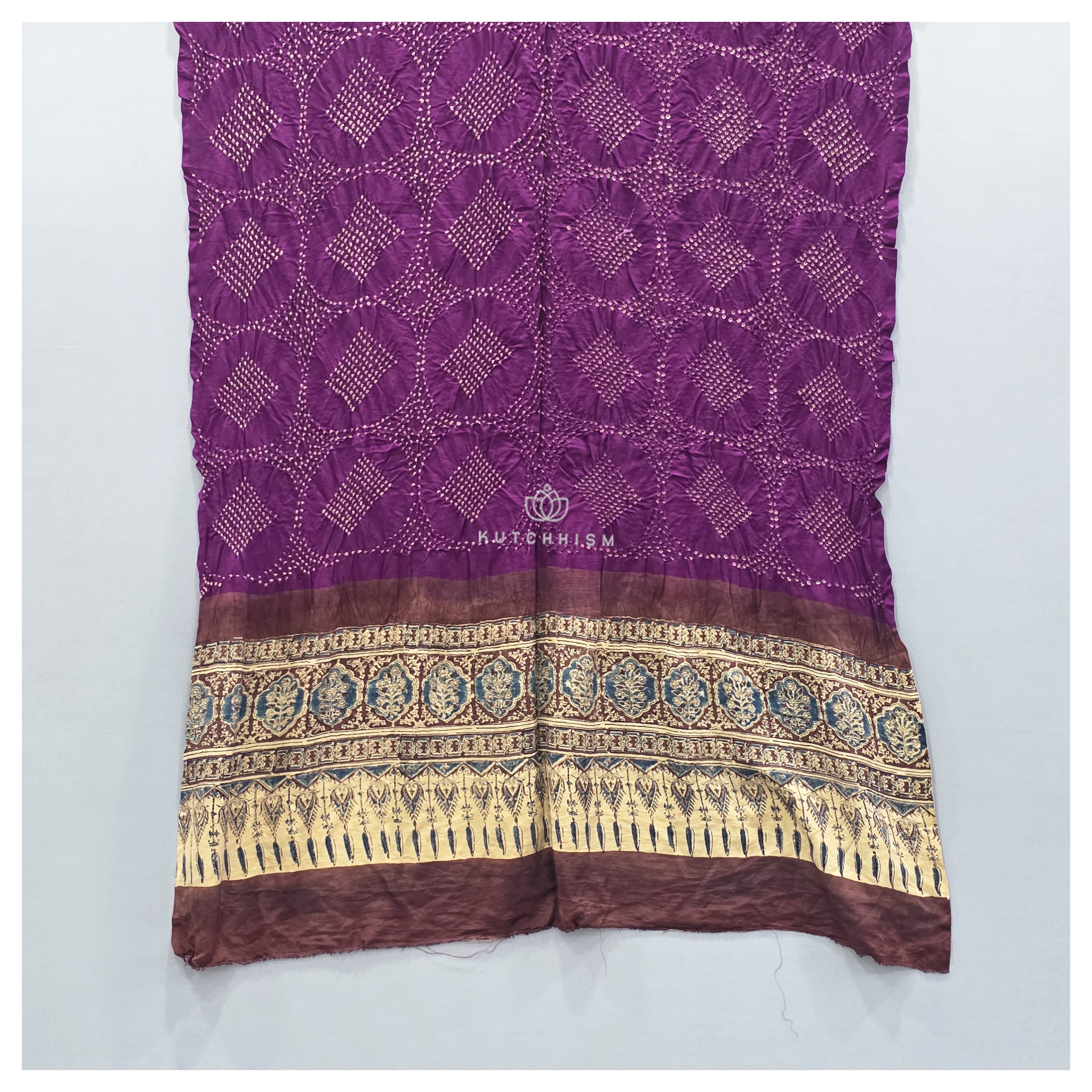 Pink Ajrakh Bandhani dupatta