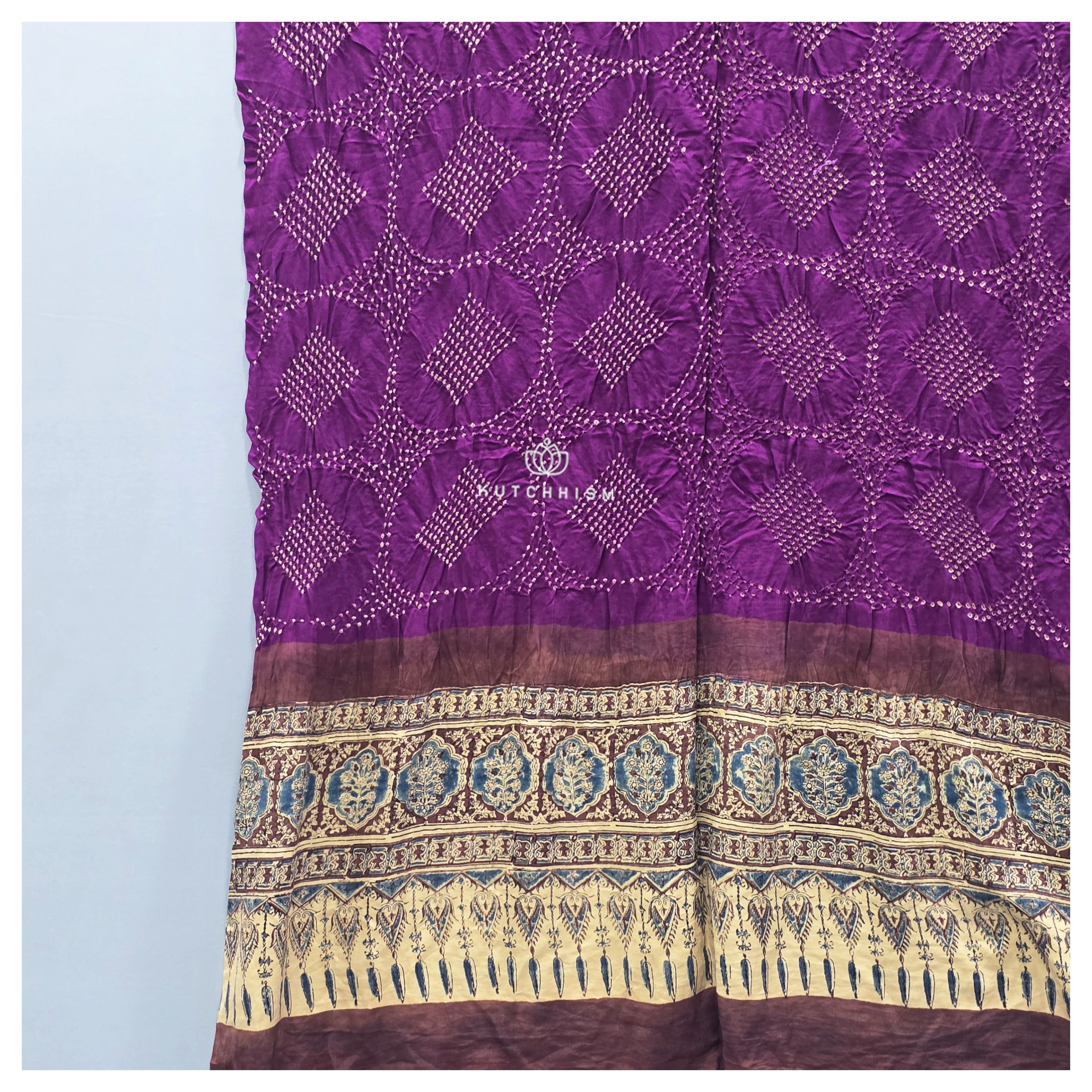 Pink Ajrakh Bandhani dupatta