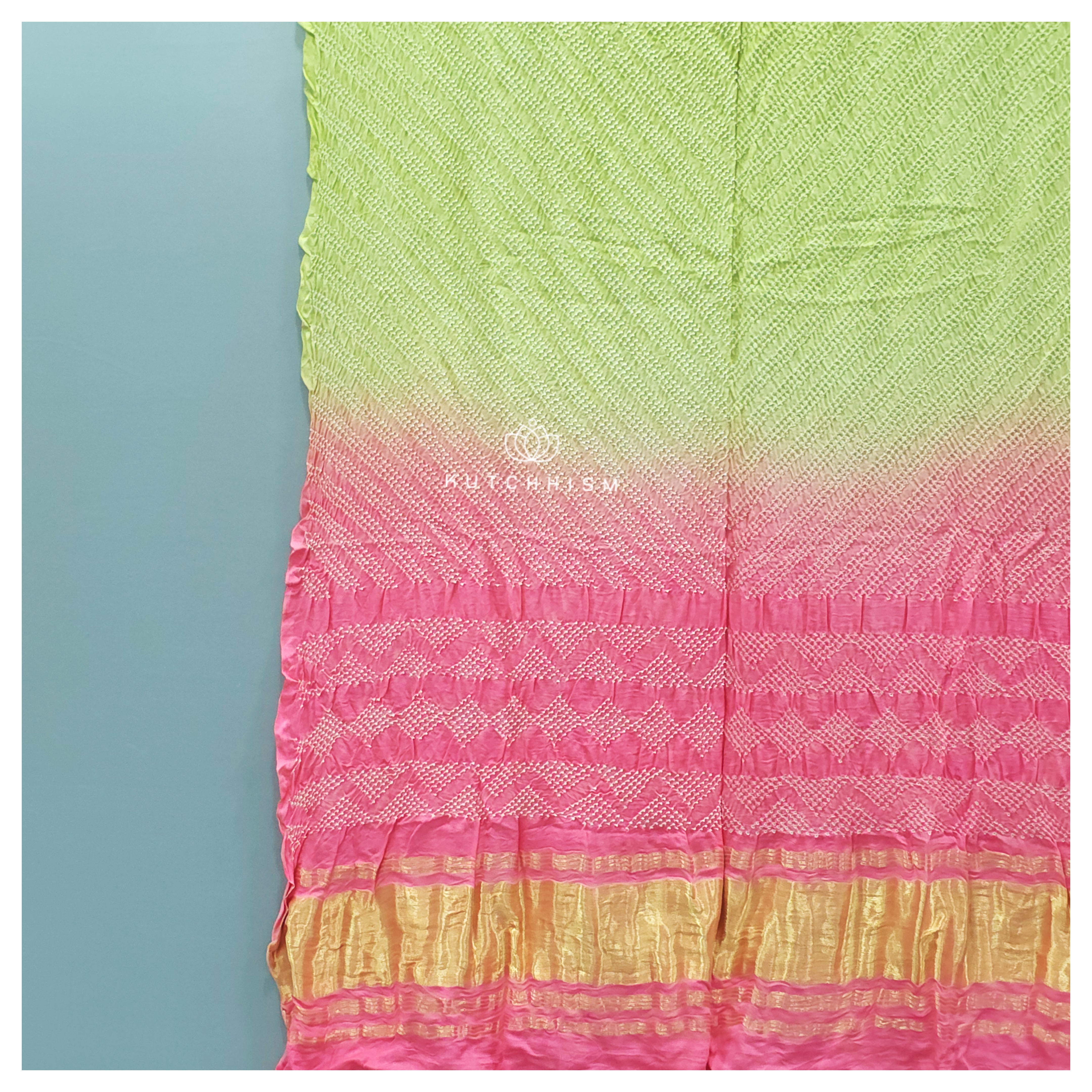 Pista Green and Light Pink Shaded Dupatta