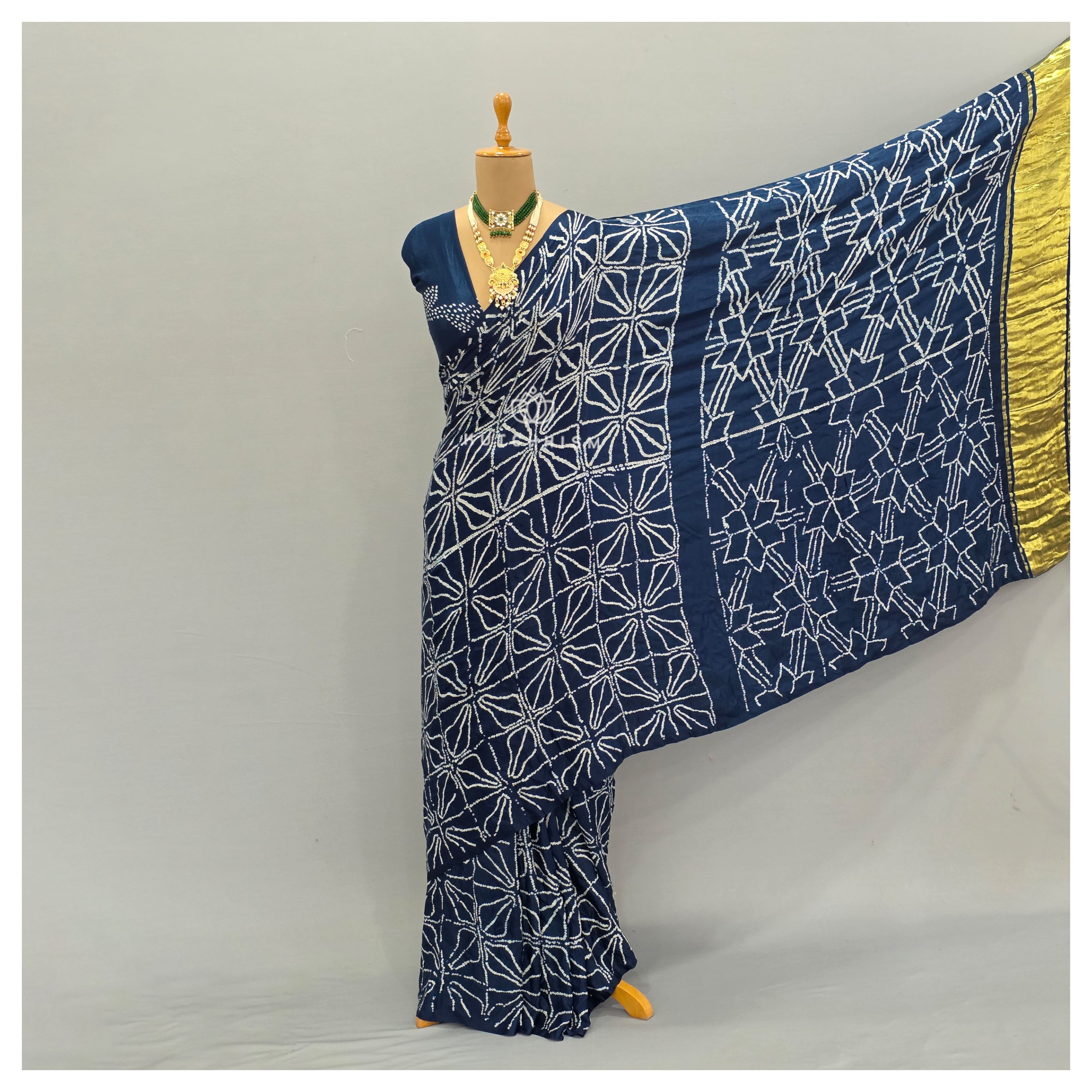 Blue bandhani saree