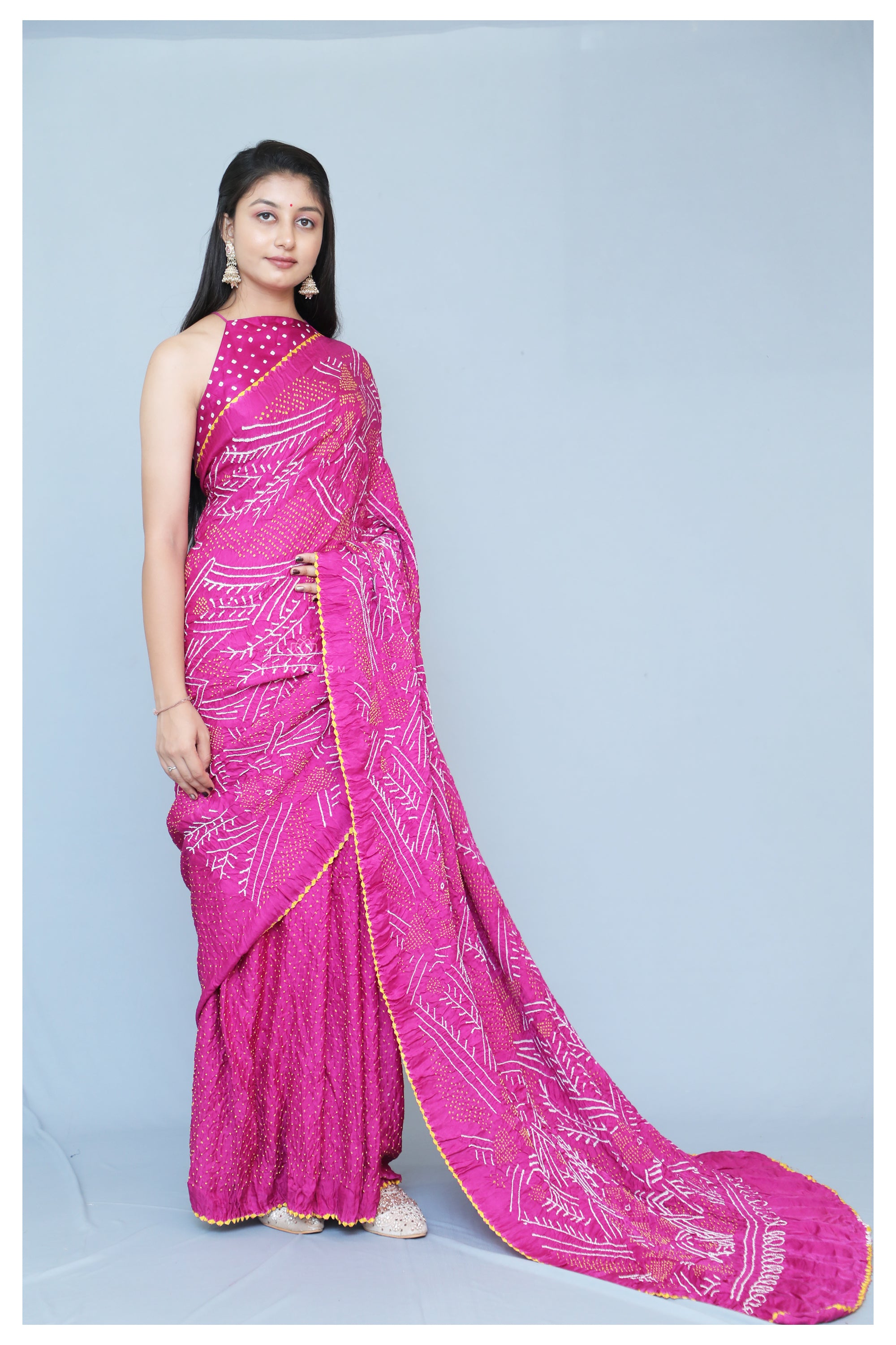 Pink H'n'H Bandhani saree