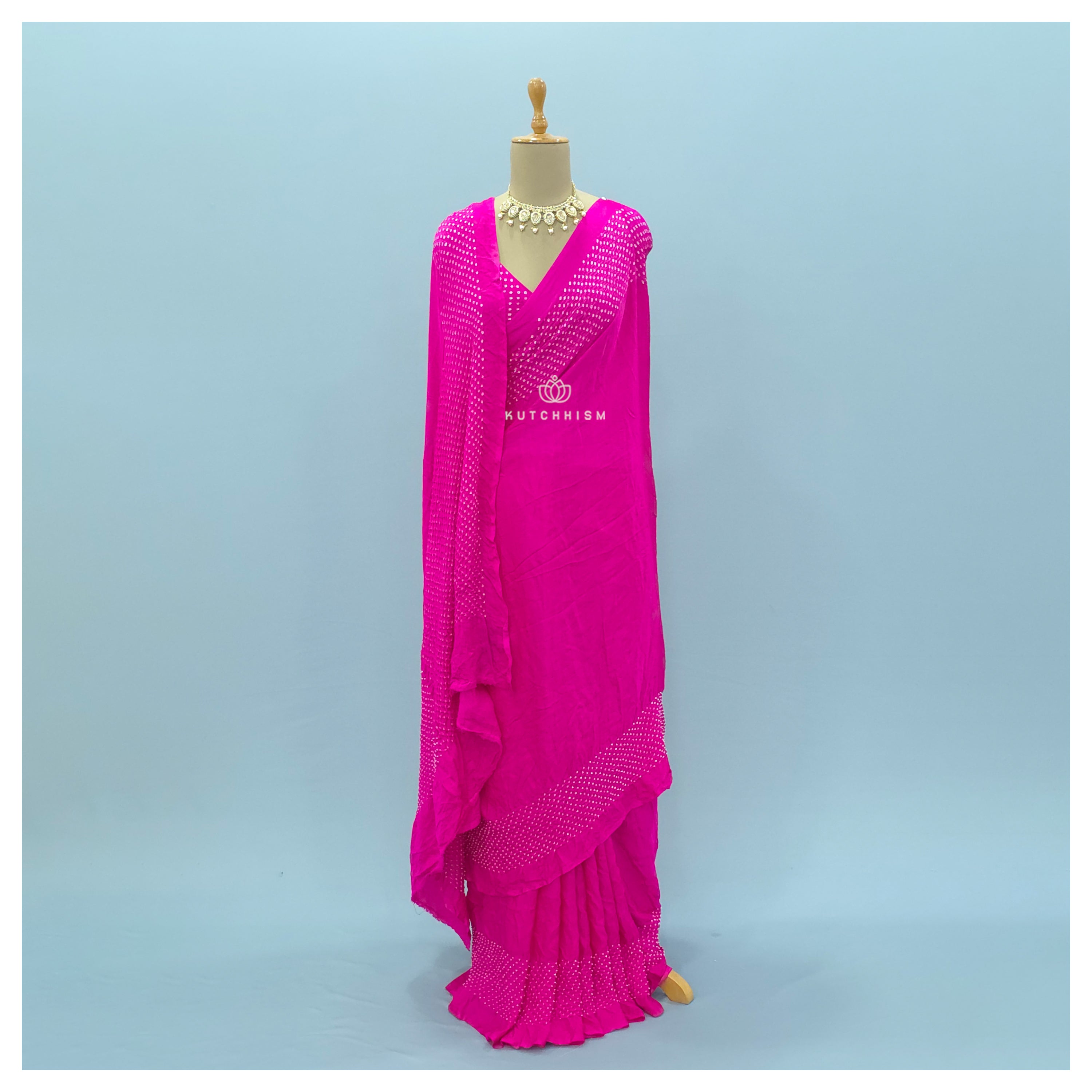 Pink Bandhani saree