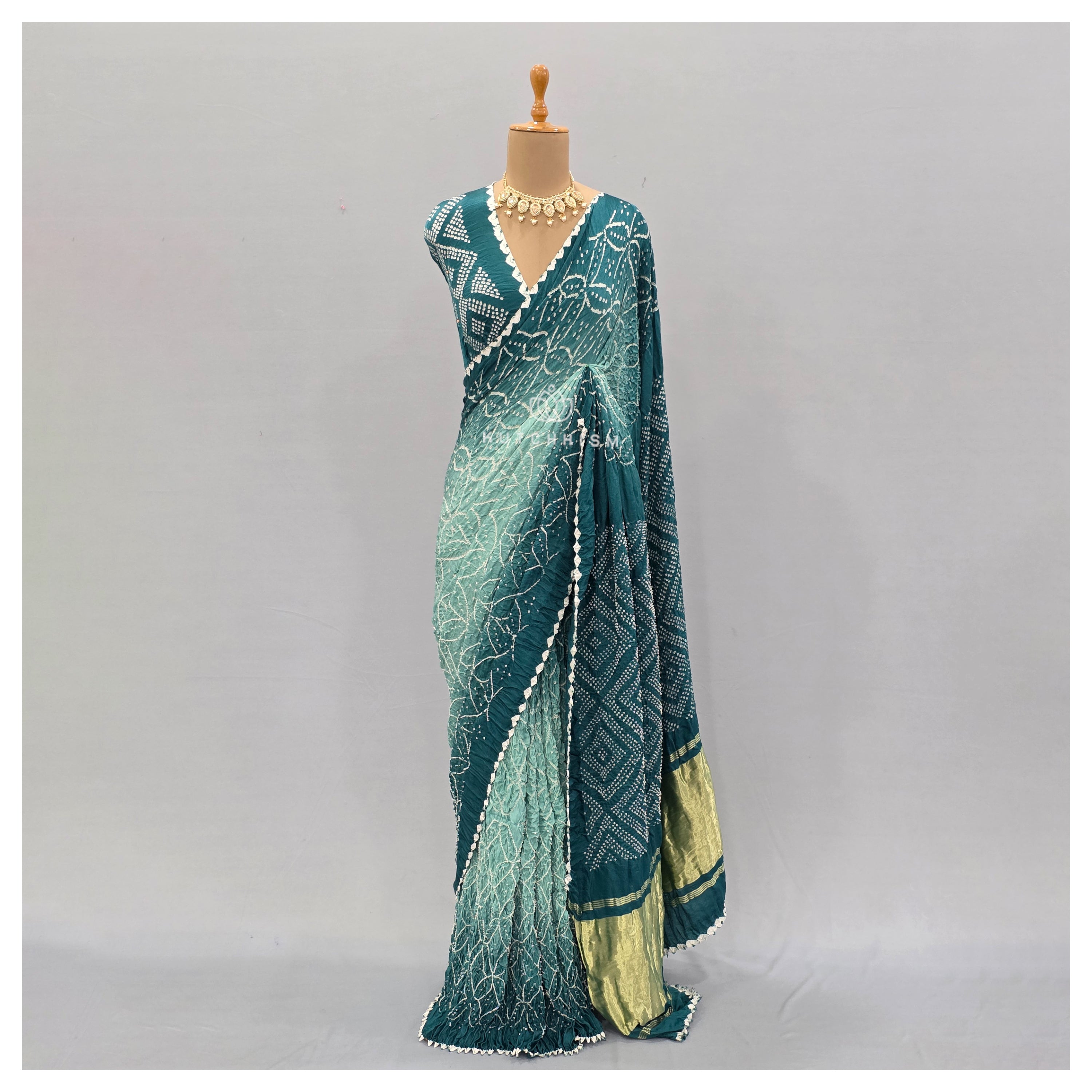 Blue Shaded Bandhani Saree