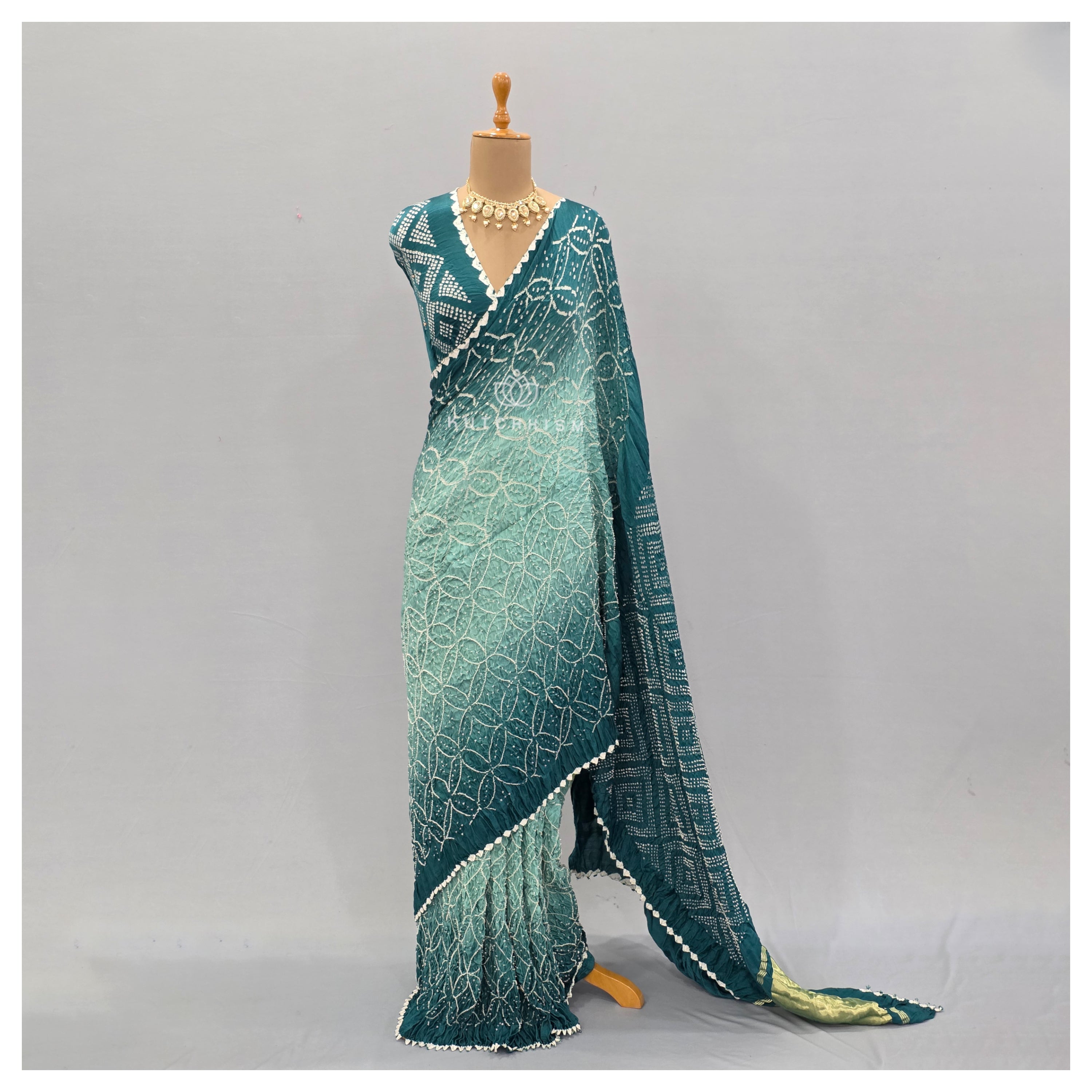 Blue Shaded Bandhani Saree