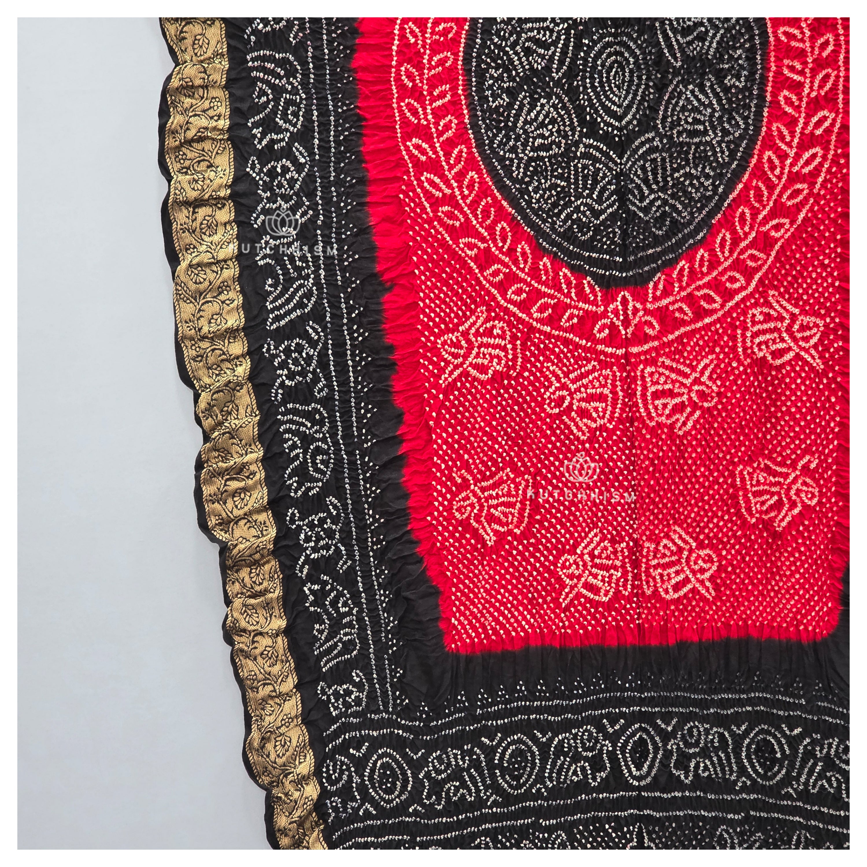 Black Red Bandhani Dupatta