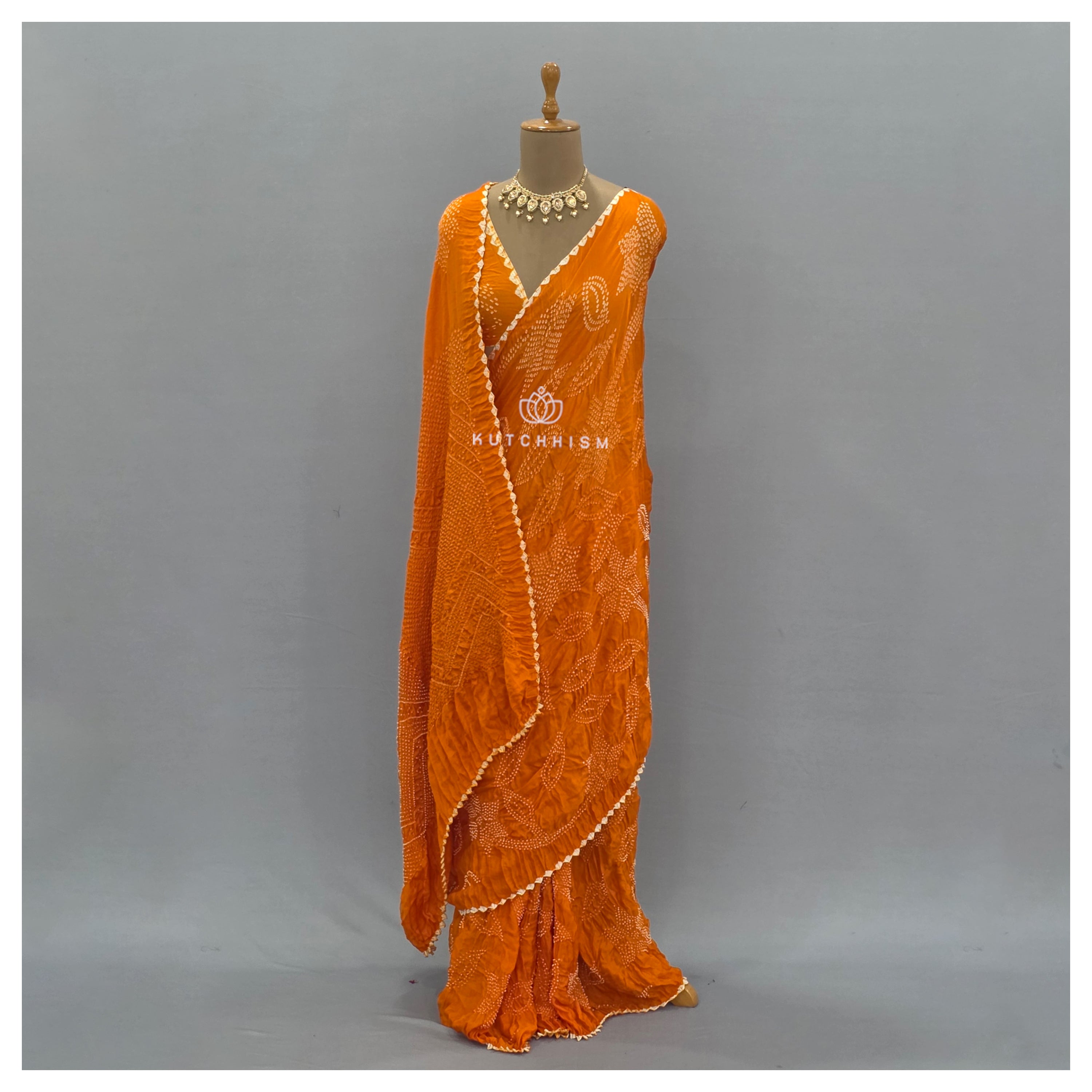 Orange bandhani saree
