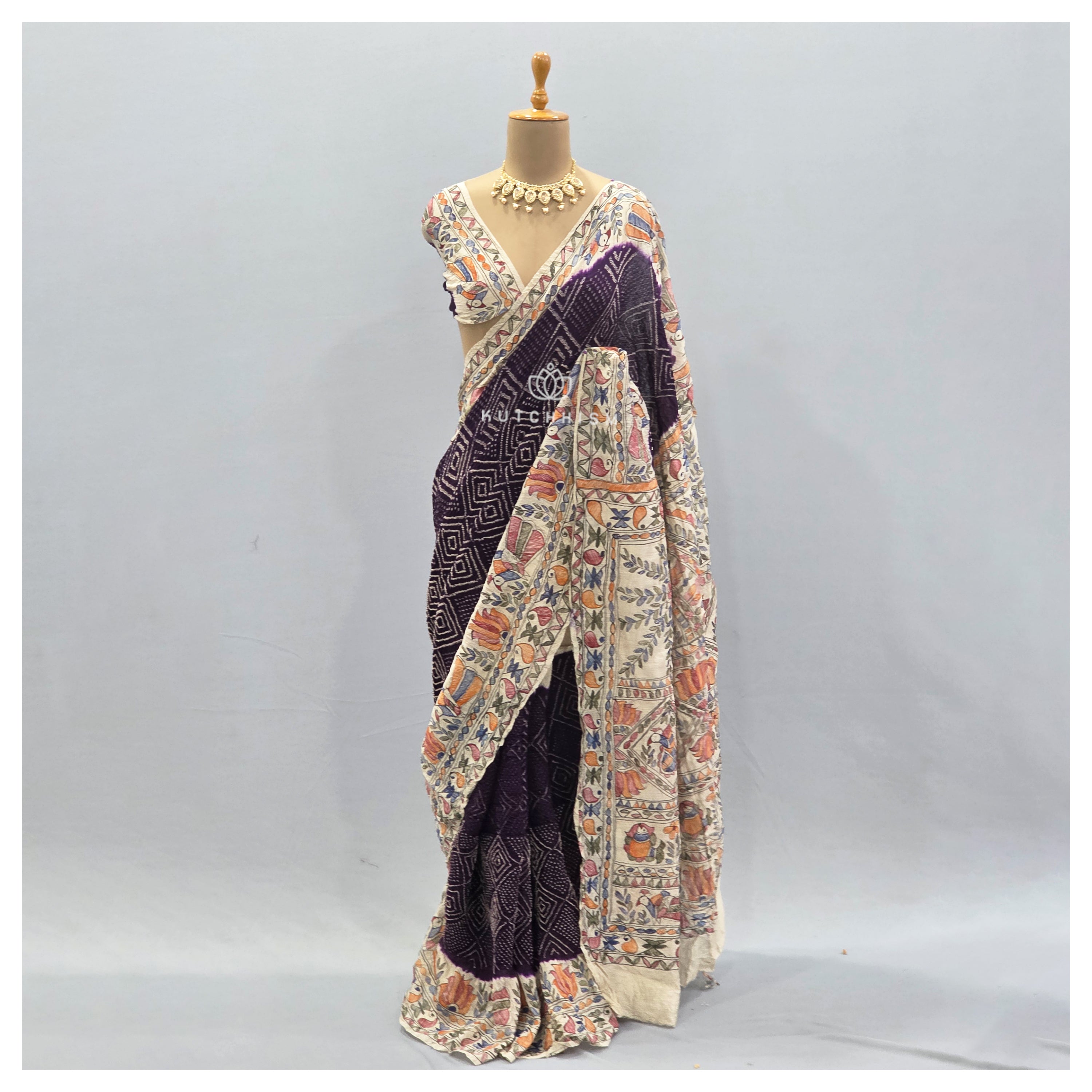 Purple bandhani saree