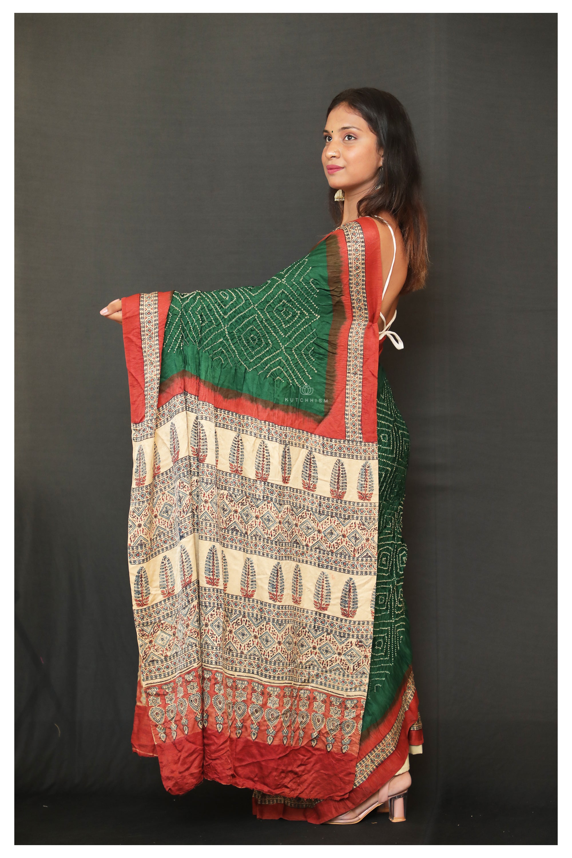 Ajrakh Bandhani Saree