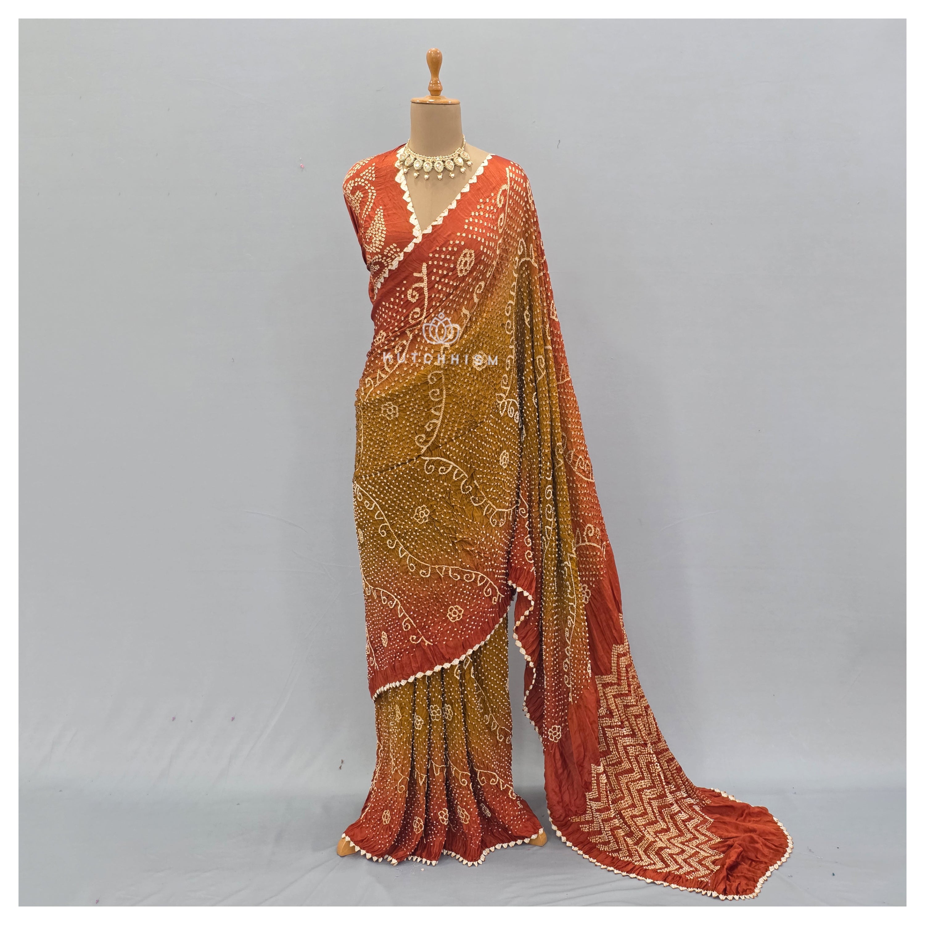 Orange Shaded bandhani saree