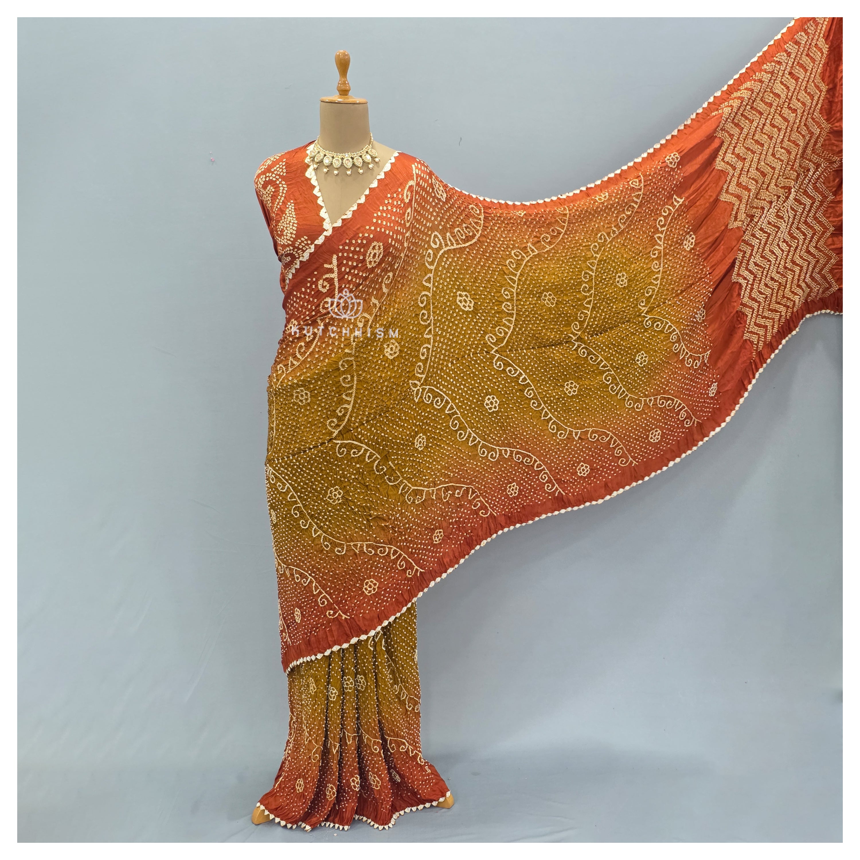 Orange Shaded bandhani saree