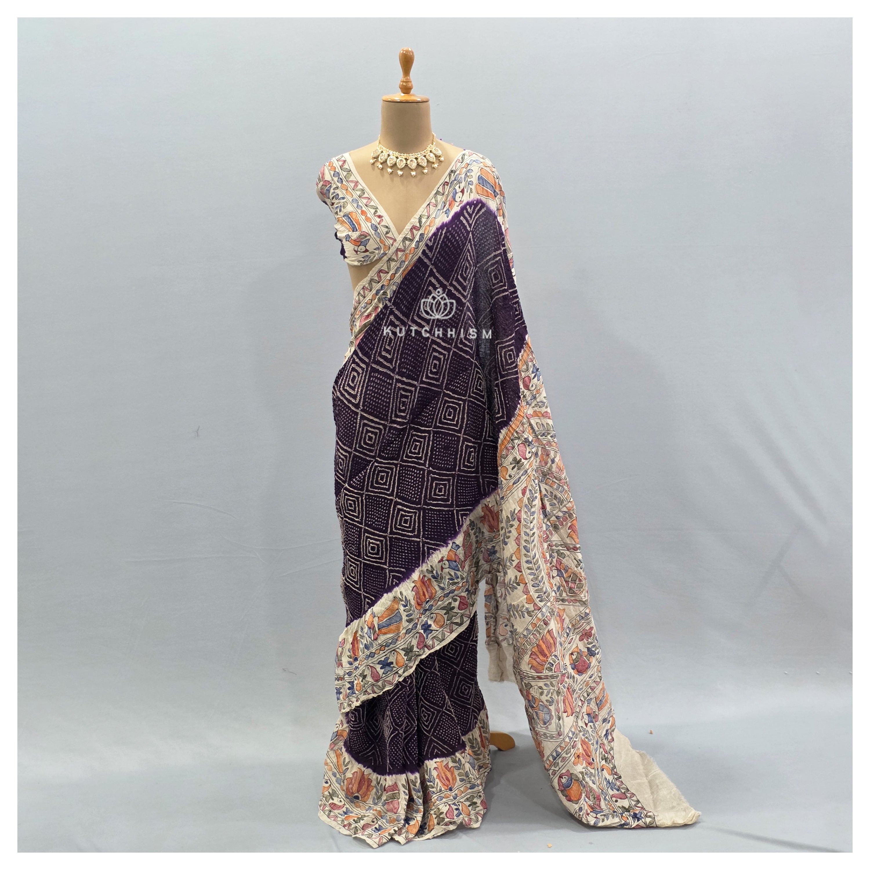 Purple bandhani saree