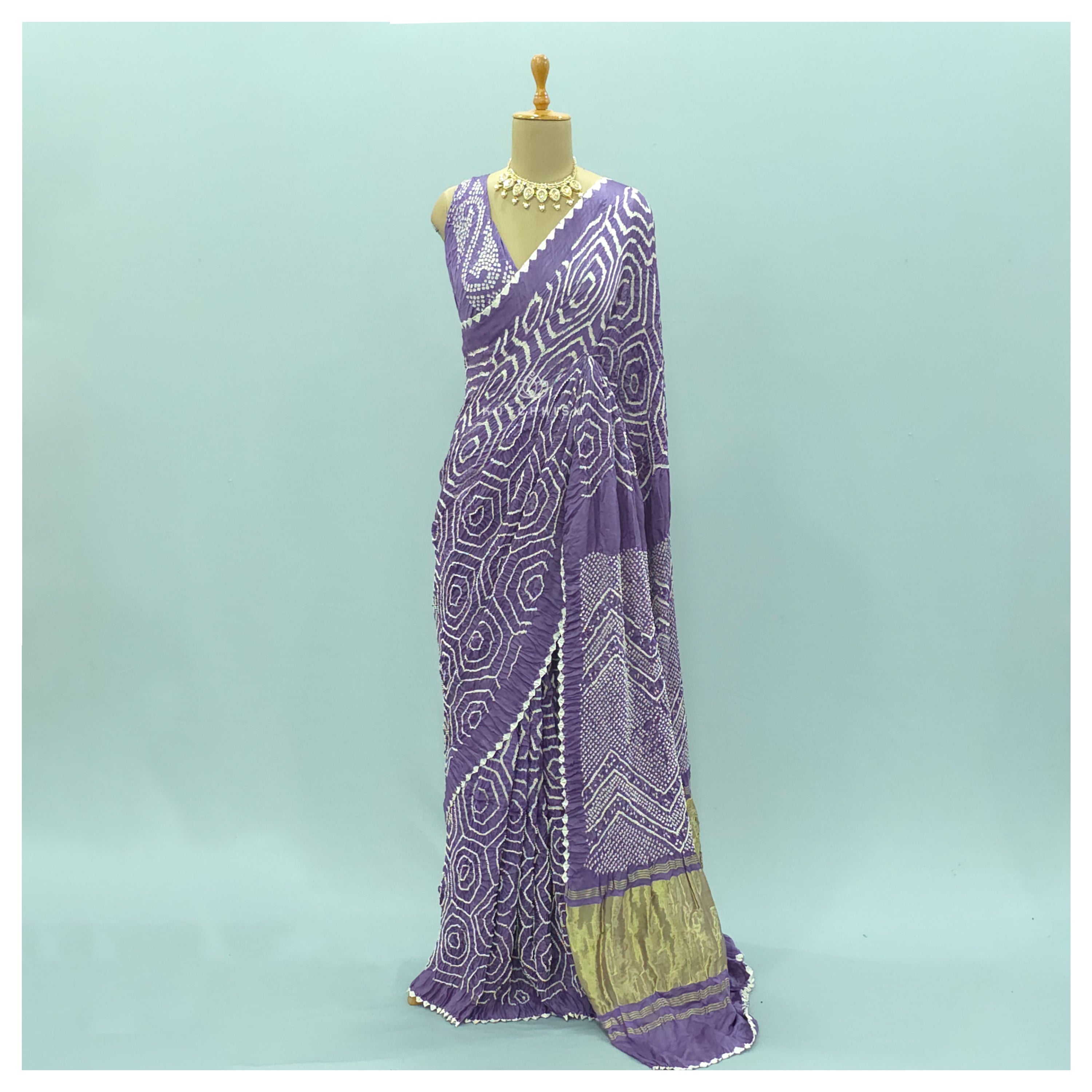 lilac bandhani saree
