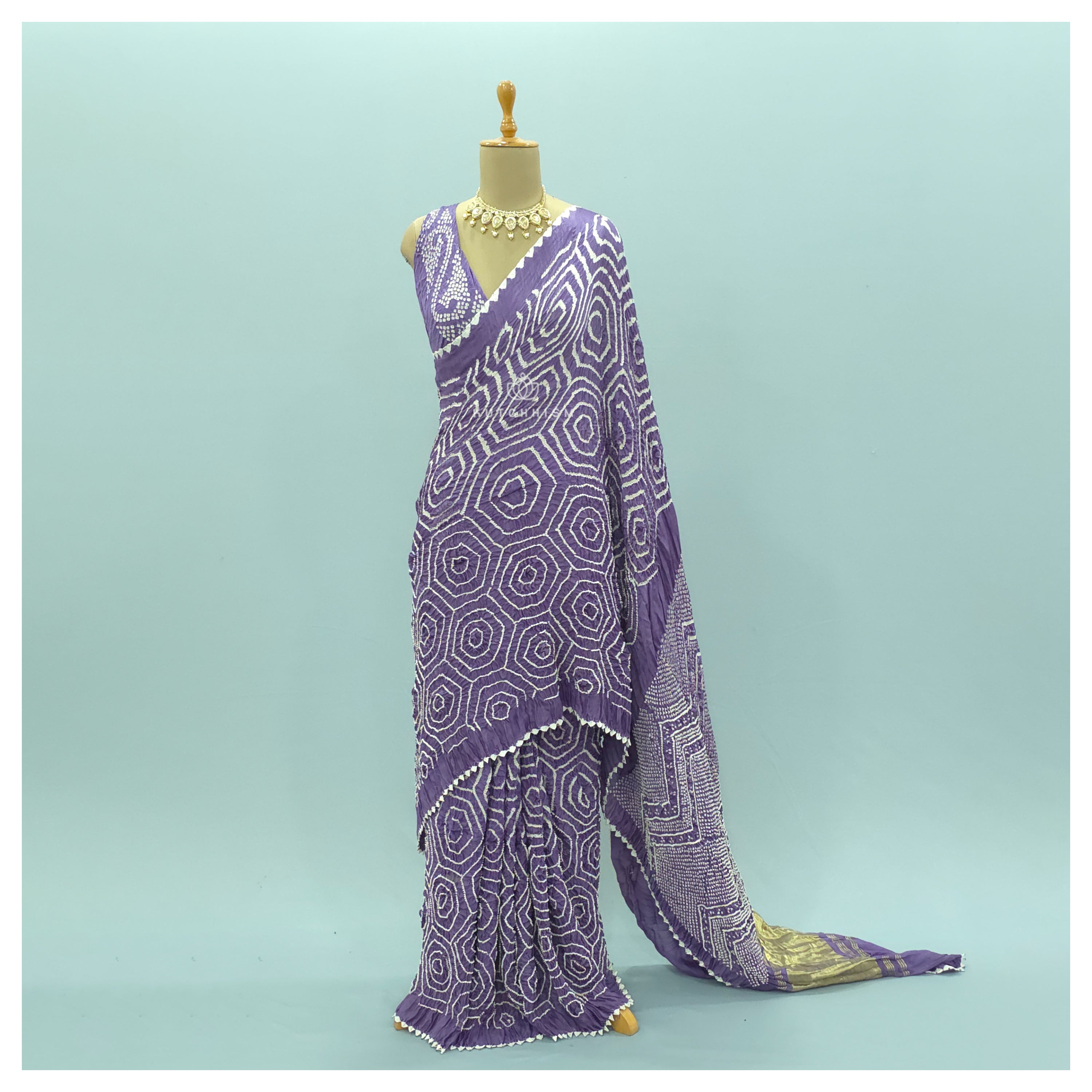 lilac bandhani saree