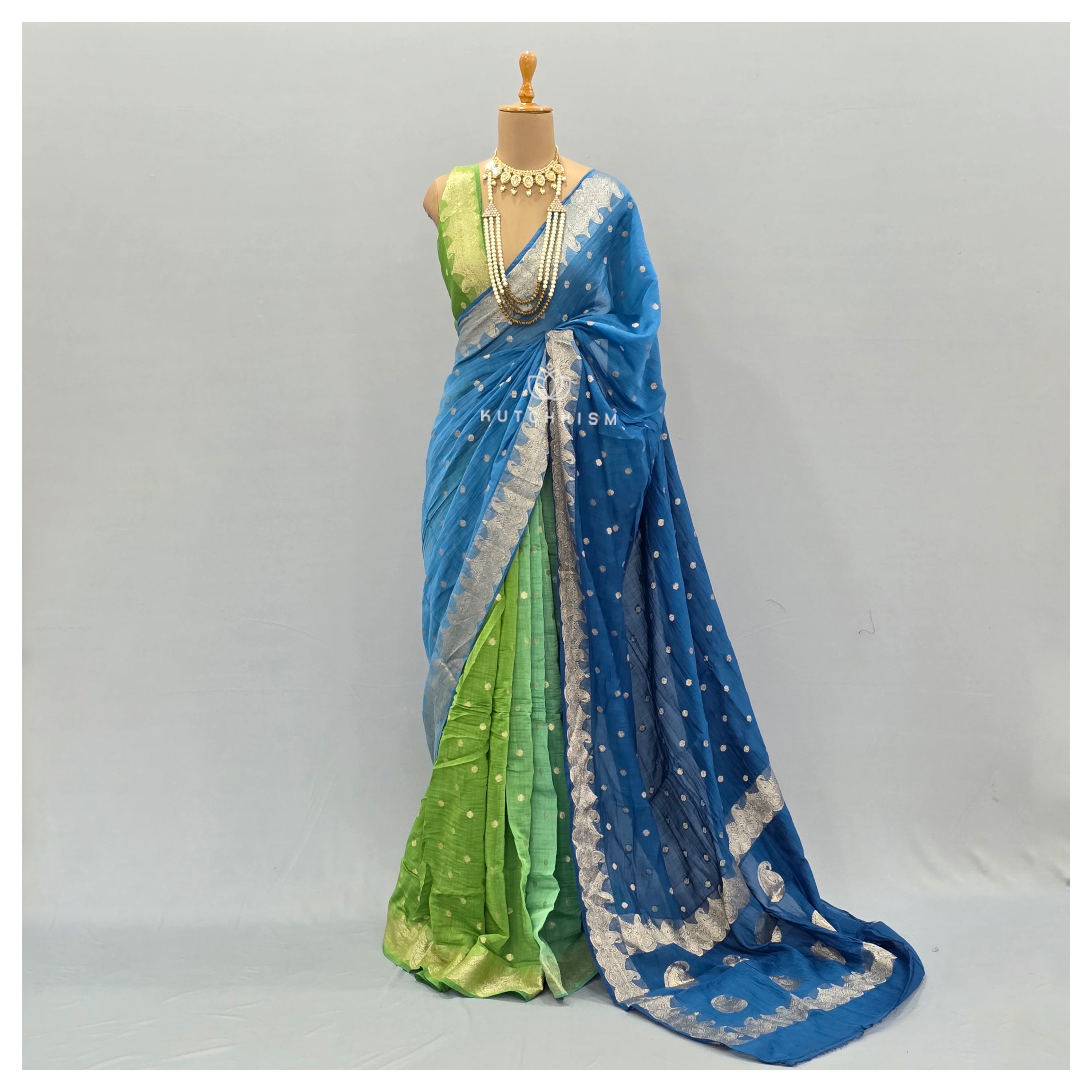 Blue Green Shaded Saree